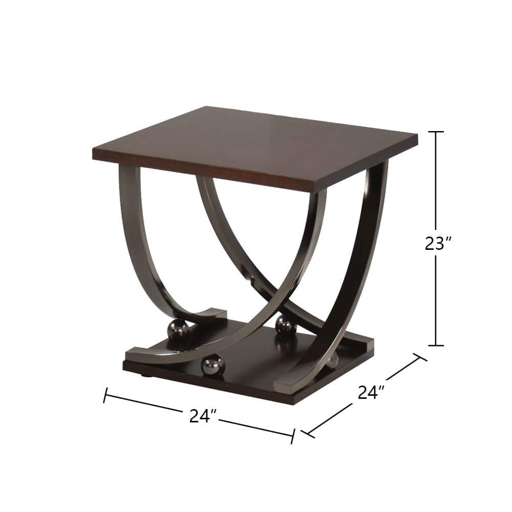 Black Nickel End Table with Bottom Shelf