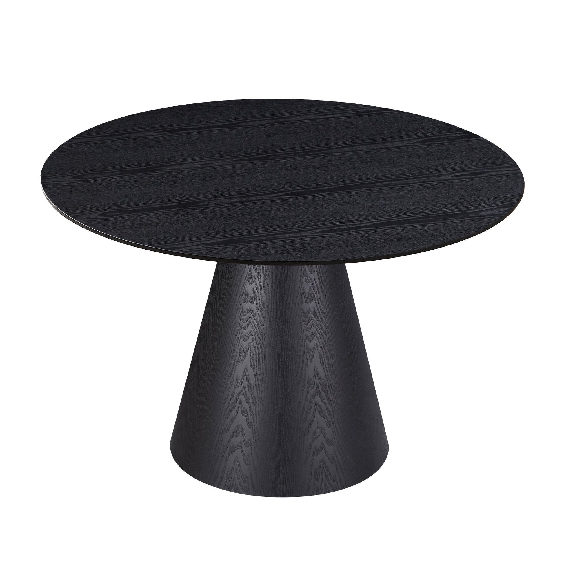 Bernard 47" Mid-Century Modern Round Dining Table, Black