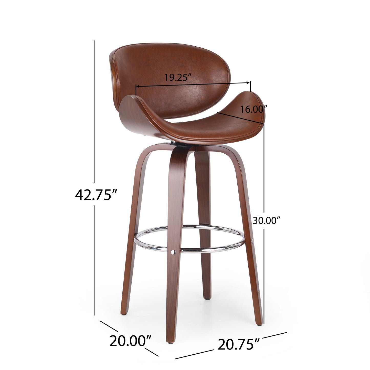 Azura 30" Mid-Century Modern Upholstered Swivel Barstool