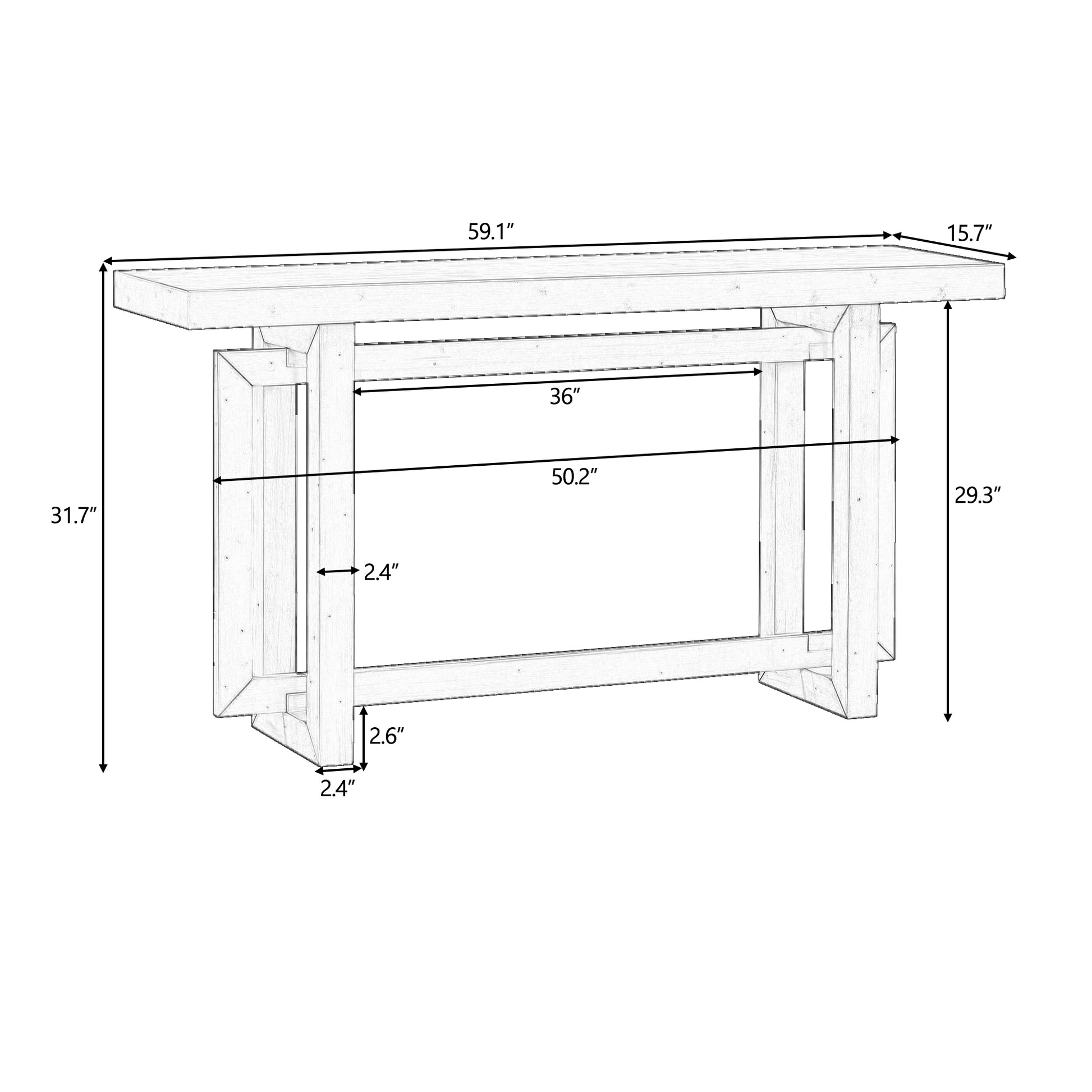 Brecker Modern Extra Long Console Table, White & Gray