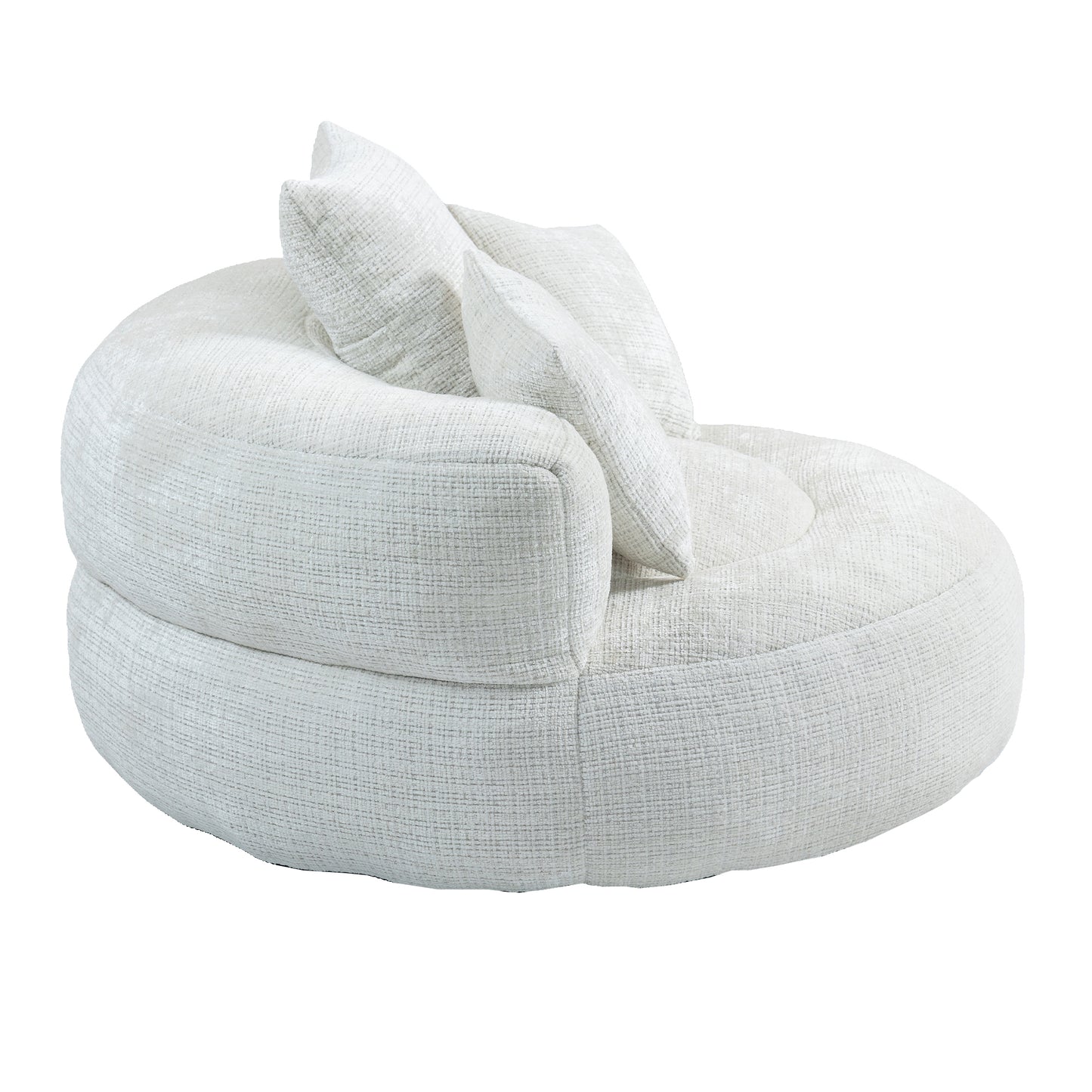 Coolmore Cozy Comfort Durable Beige Chenille Lounger with Pillows for Gaming and Relaxation