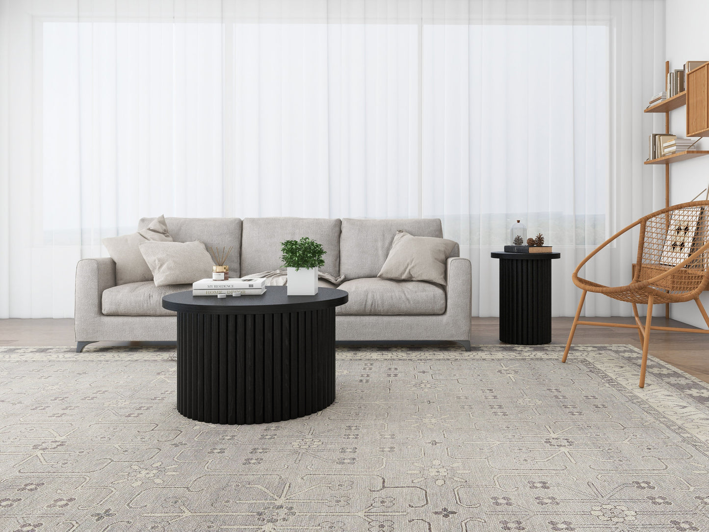 Edith Modern Accent Table Set in Black