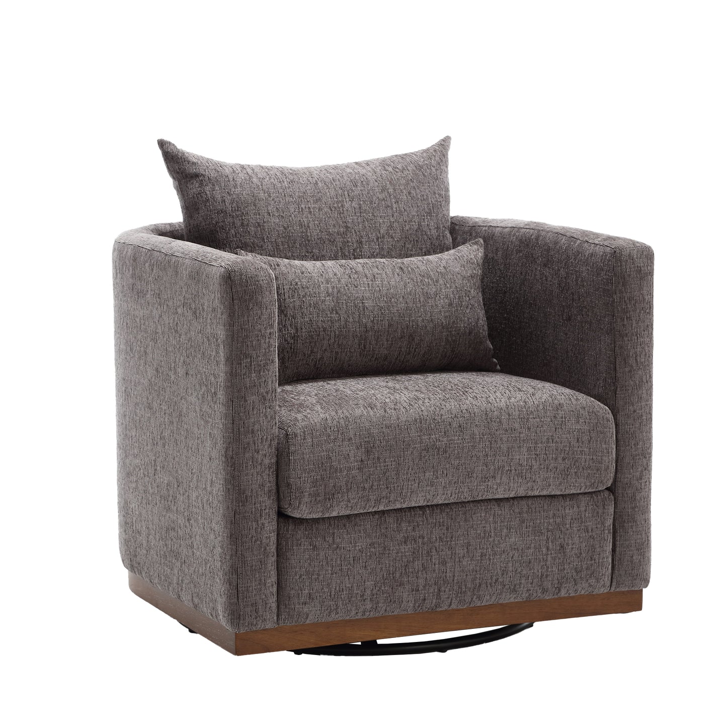 Coolmore Ultimate Comfort 360° Swivel Dark Gray Chenille Barrel Chair for Any Space