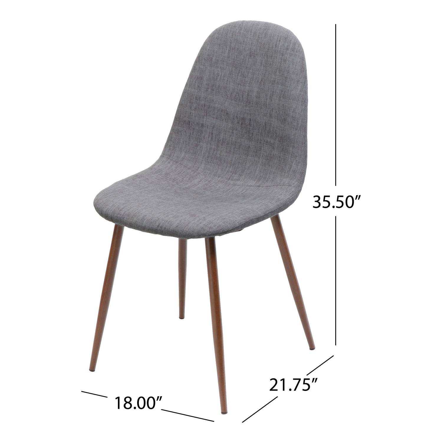 Loretta Mid-Century Modern Upholstered Side Chairs Set of 2 Gray