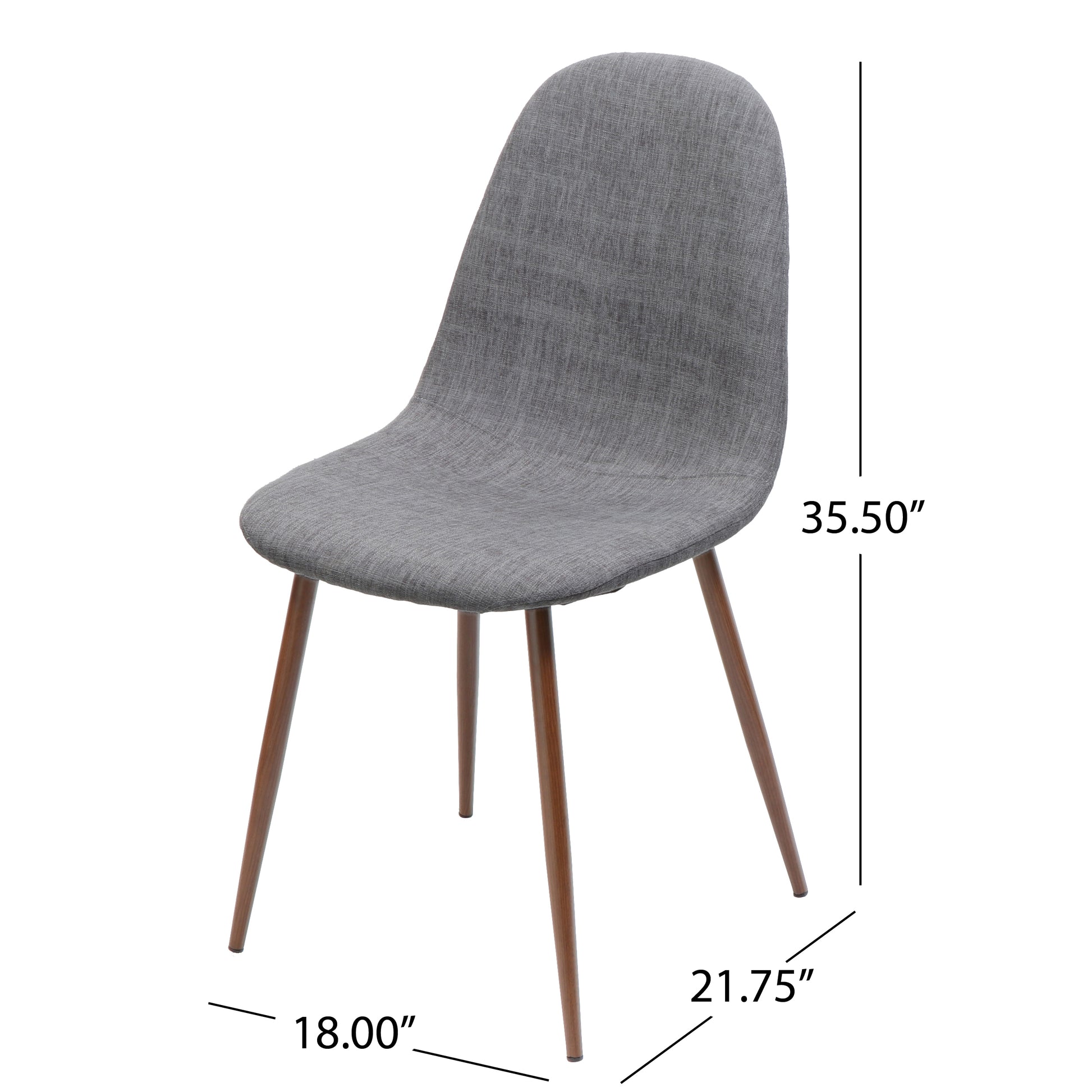 Loretta Mid-Century Modern Upholstered Side Chairs Set of 2 Gray