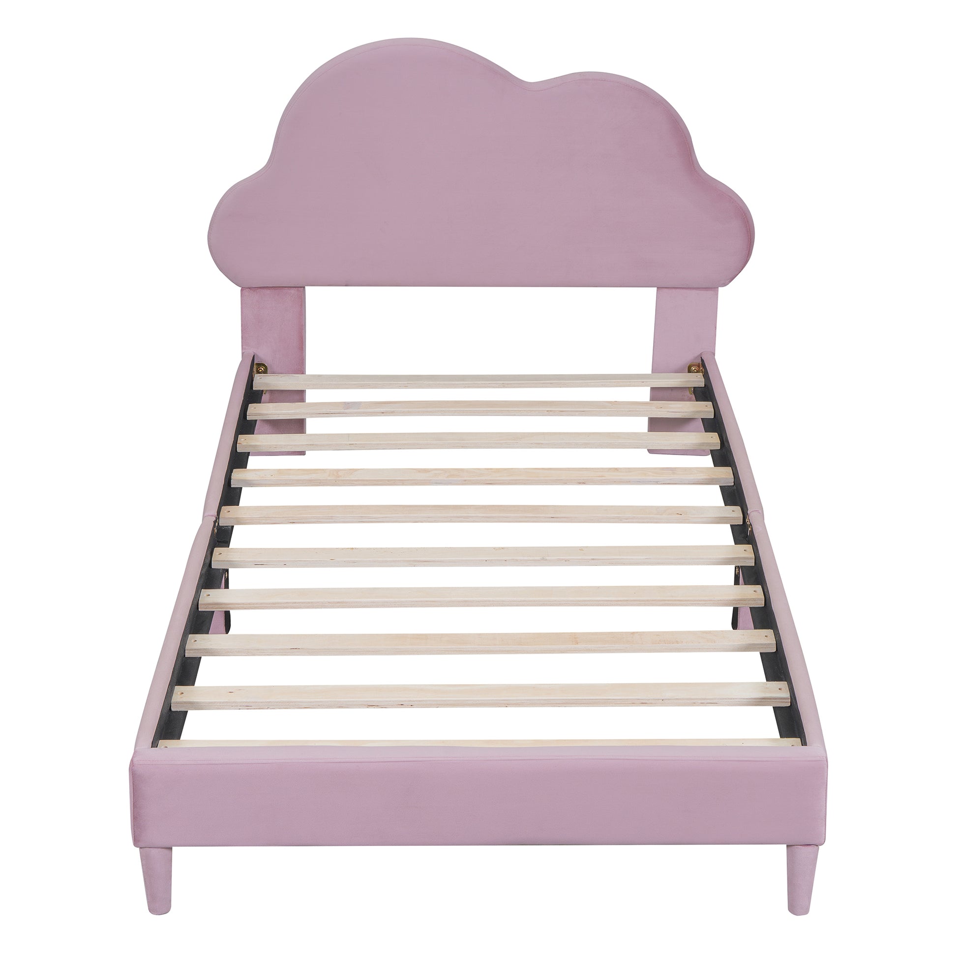 Melodi Cloud Shape Velvet Youth Platform Bed, Pink