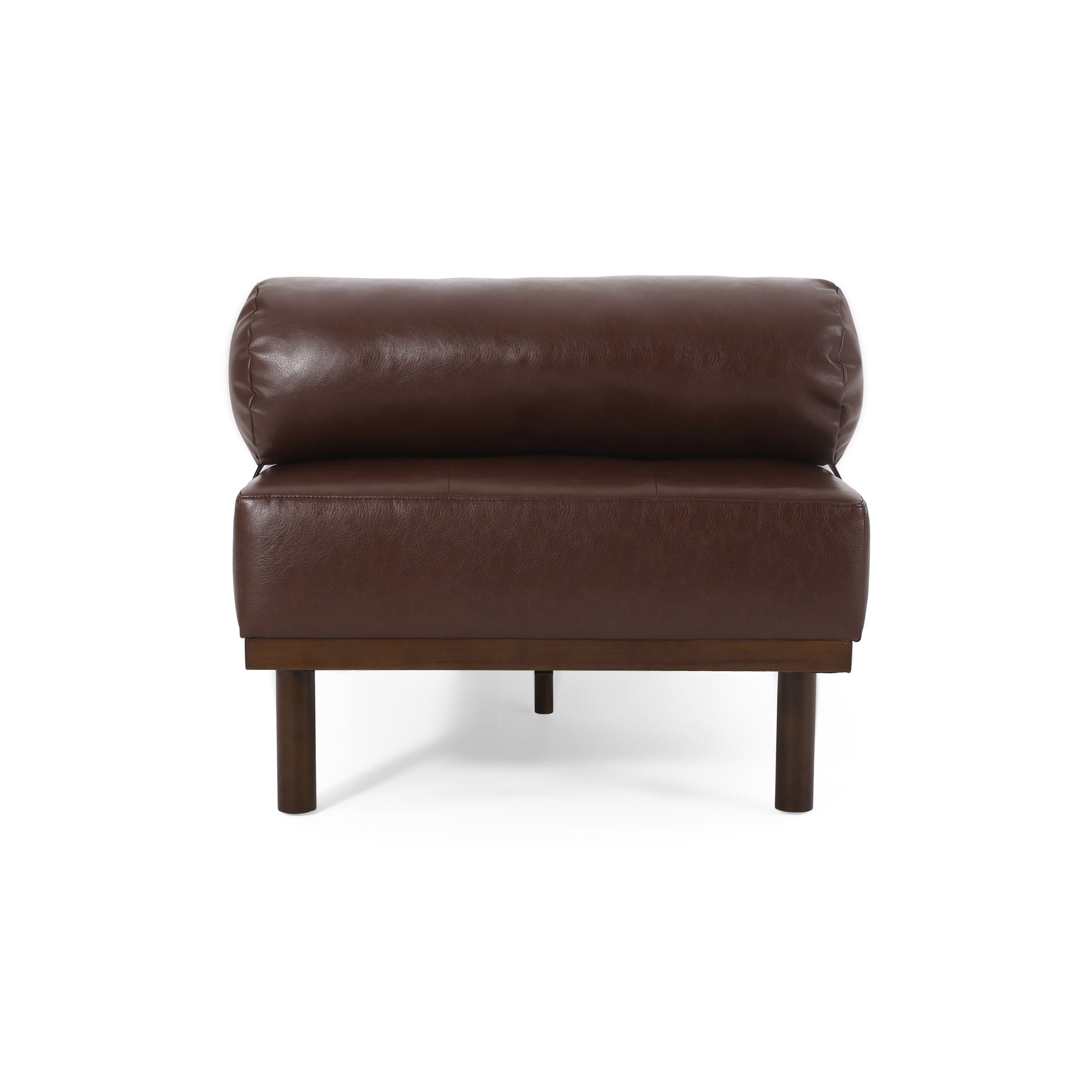 Sylvia Mid-Century Modern PU Leather Chaise Lounge, Brown