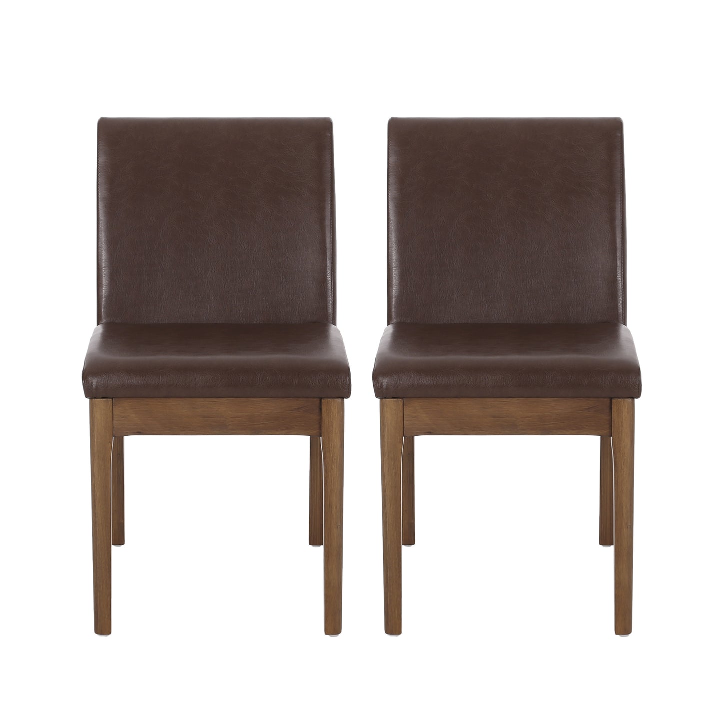 Gloria Dark Brown PU Leather Side Chairs Set of 2