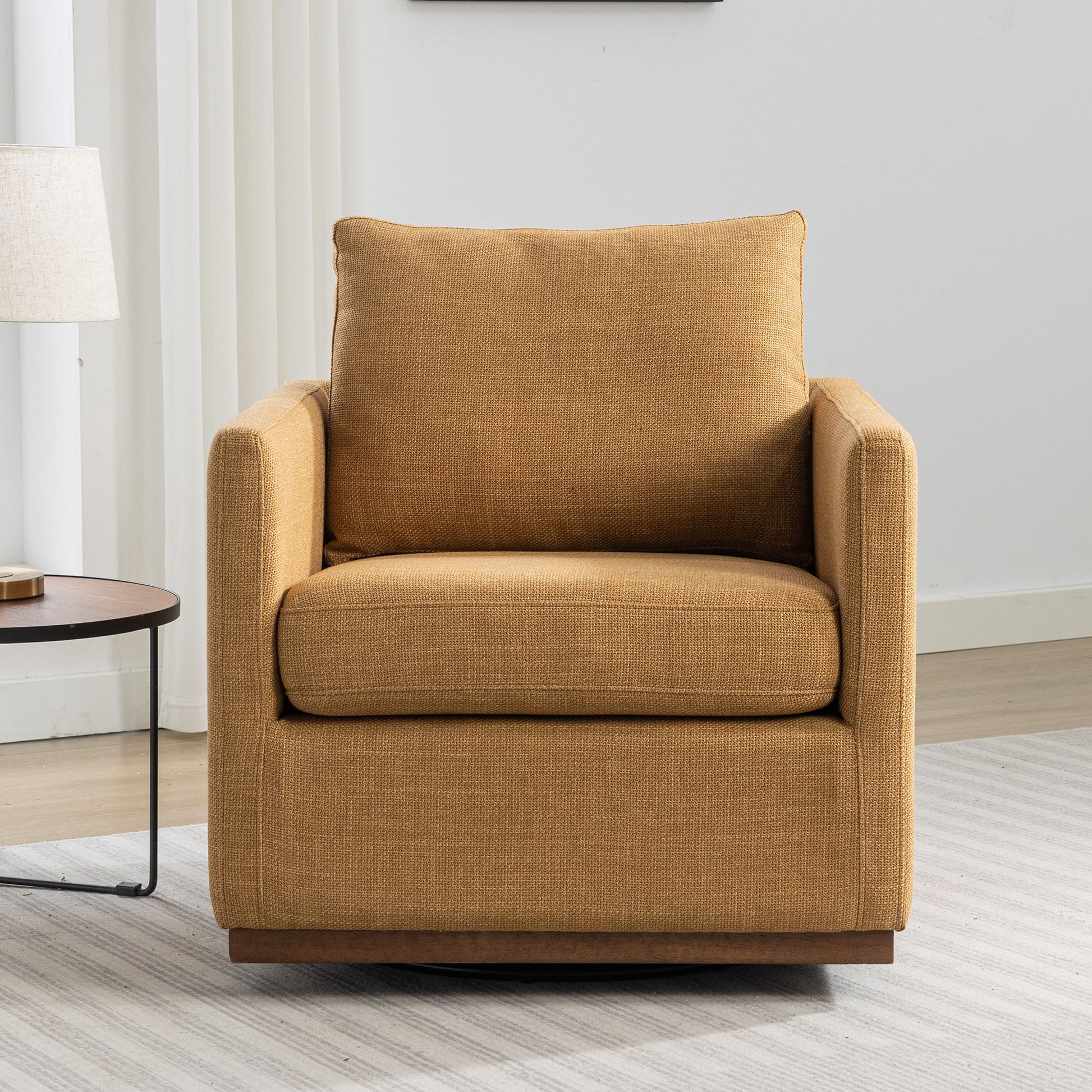 Eira Chic Mustard Yellow Mid-Century Modern Swivel Accent Chair