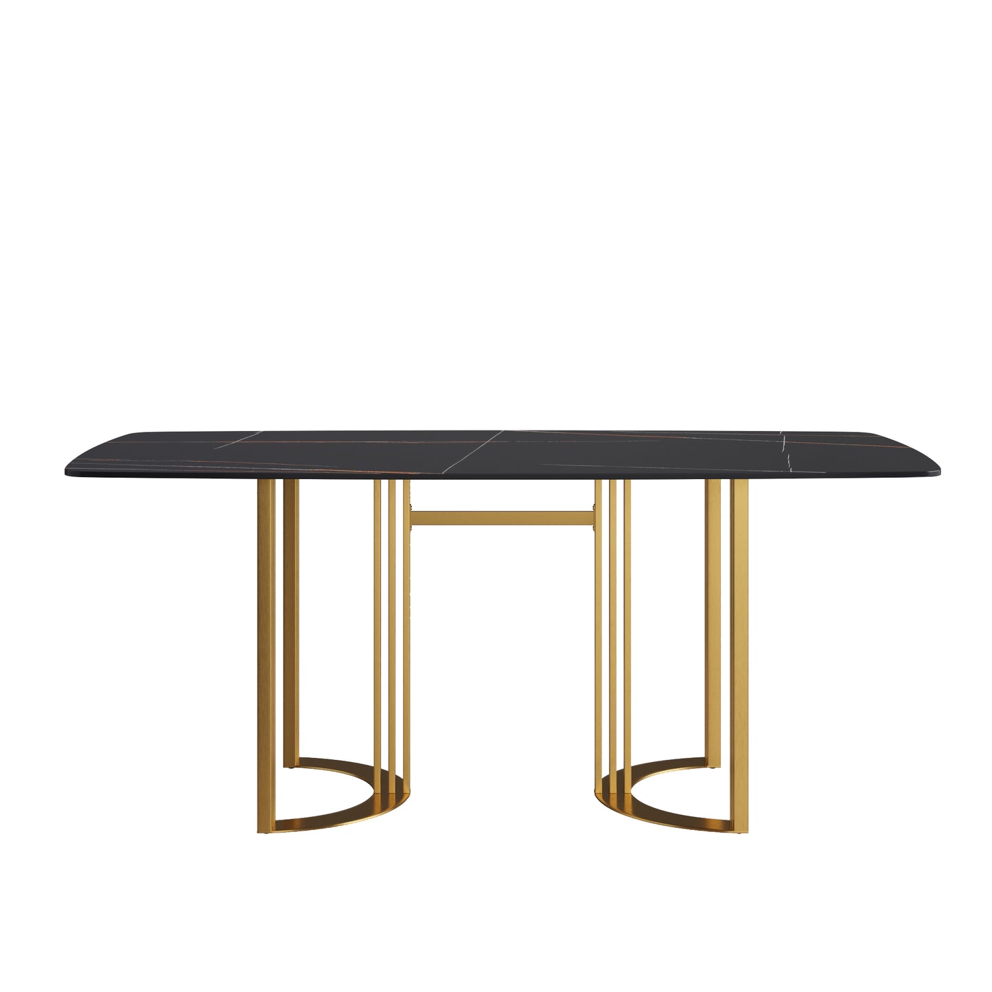 Moto II 70.8" Modern Sintered Stone Dining Table with Gold Base