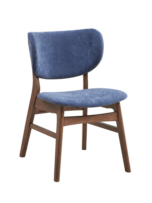 Blue and Walnut Padded Side Chair Set of 2