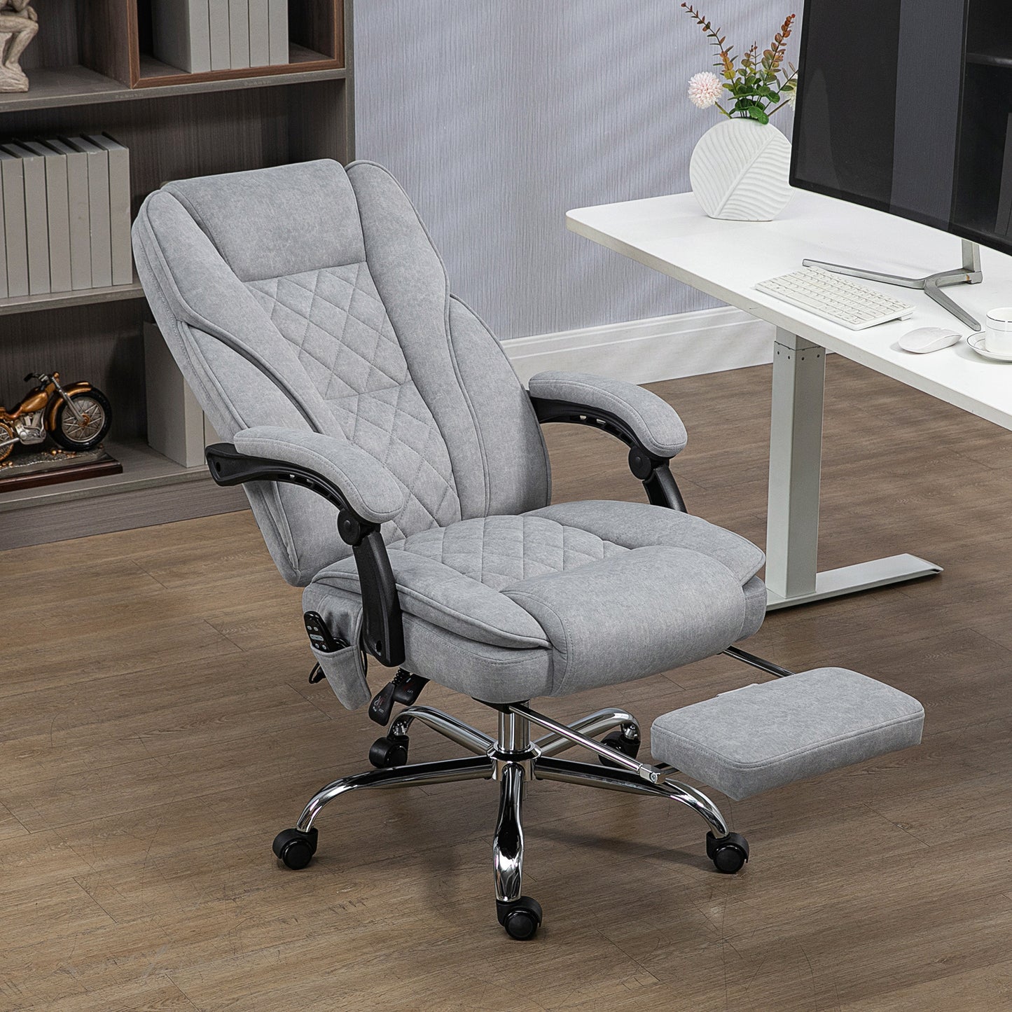 Gabrielle Upholstered Office Chair with Heat & Massage, Gray