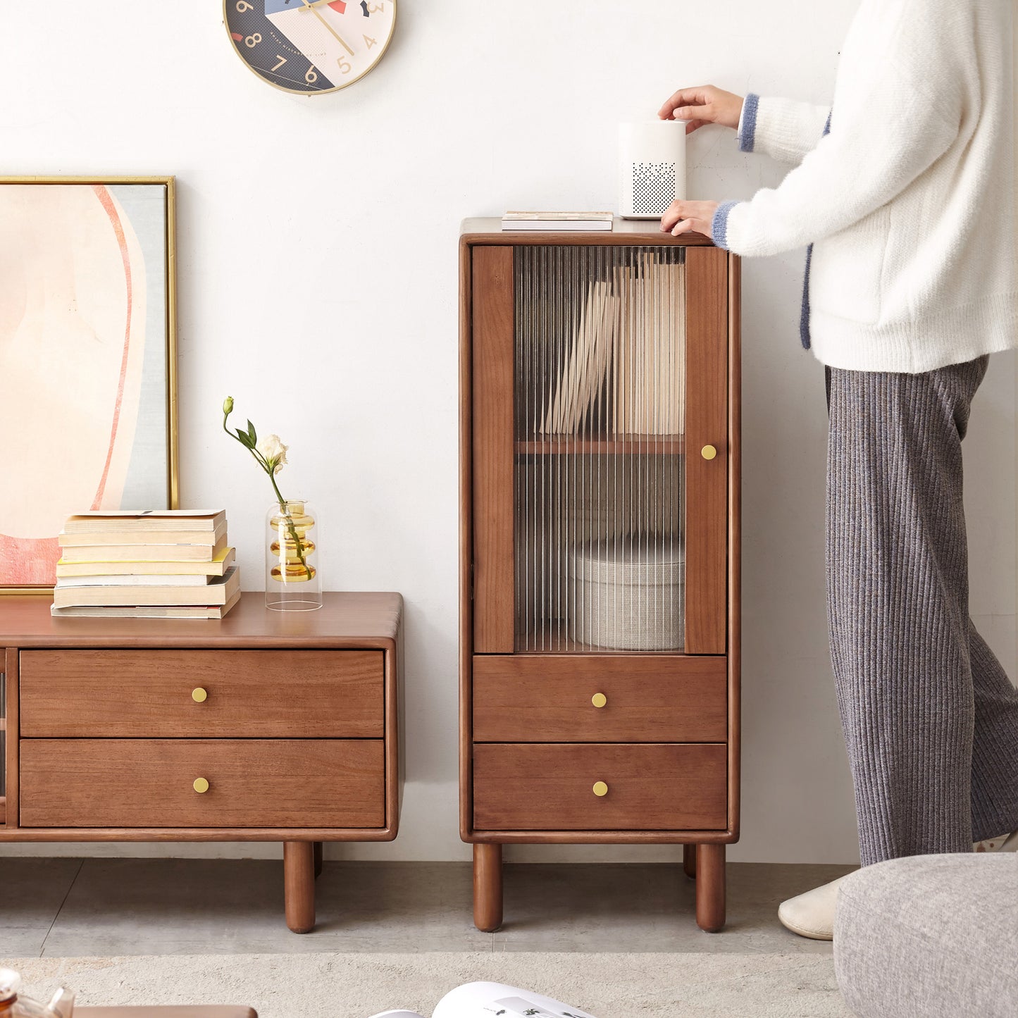 Marsha Mid-Century Modern Accent Cabinet, Walnut