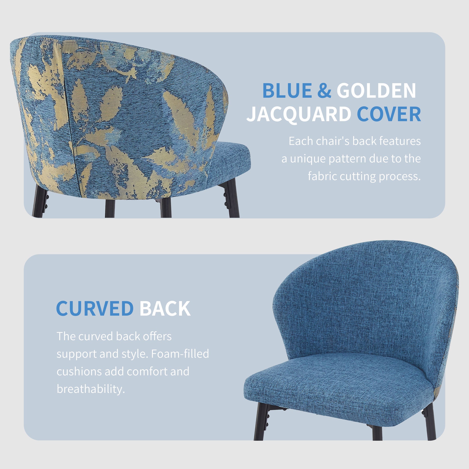 Evadne 28' Jacquard Print Bar Stools Set of 2 Blue