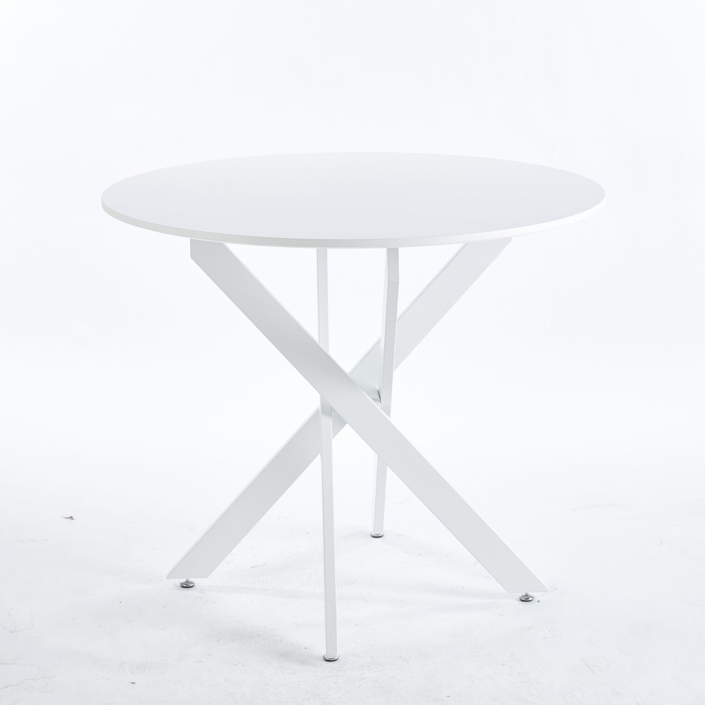 Joliette 35" Round Dining Table with Crossed Legs, White