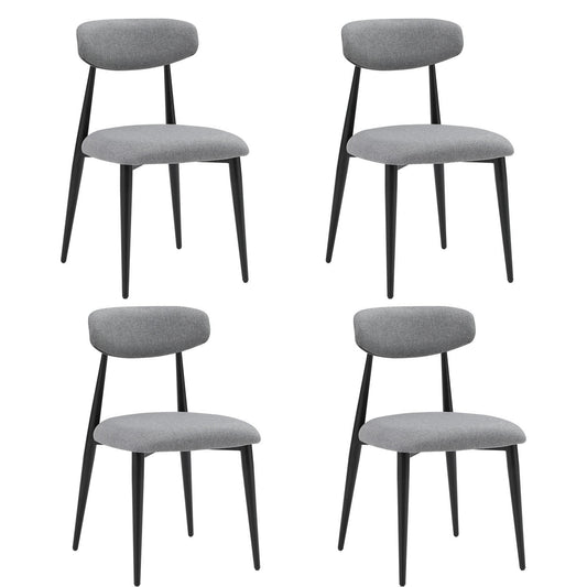 Sloan Modern Linen Side Chairs with Black Legs, Light Gray Set of 4