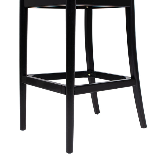 Briseis 30.5' Curved Back Cane Rattan Bar Stool, Set of 2, Ebony Black Boucle