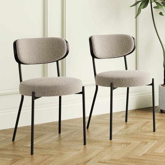 Cleo Modern Boucle Upholstered Side Chairs Set of 2 Brown