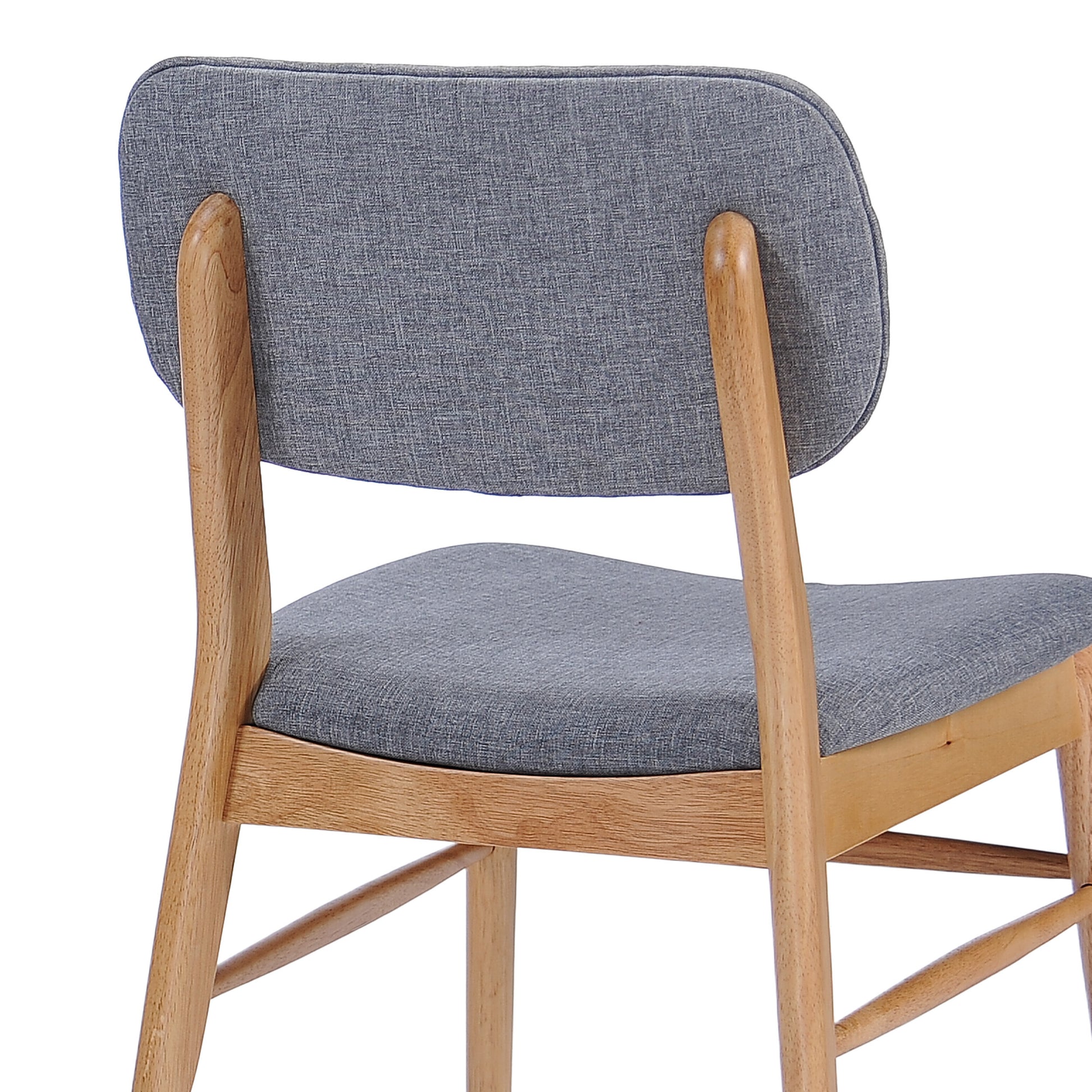 Barbara Mid-Century Modern Linen Side Chairs, Natural & Gray