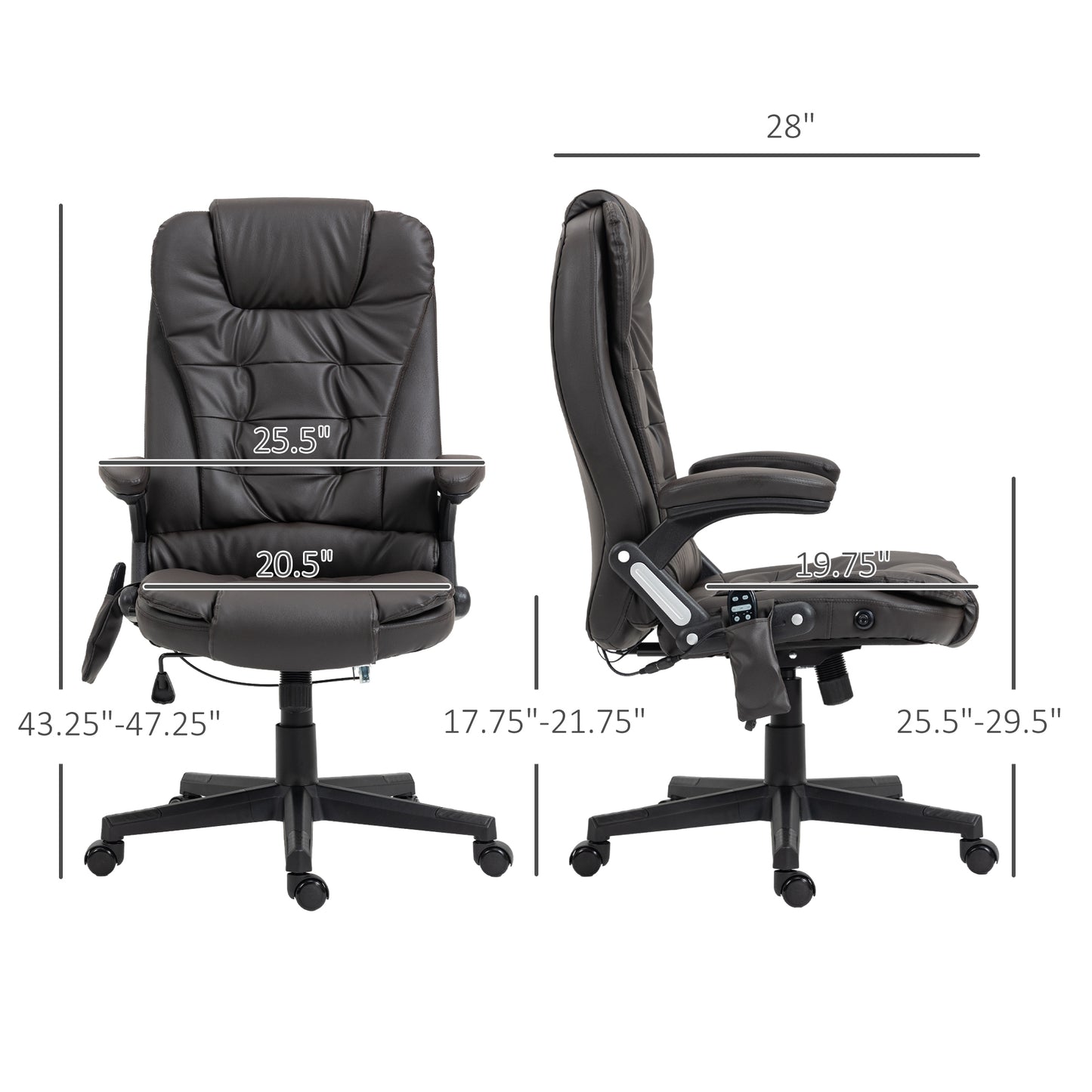 Parisa High Back PU Leather Executive Office Chair with Head & Massage, Black