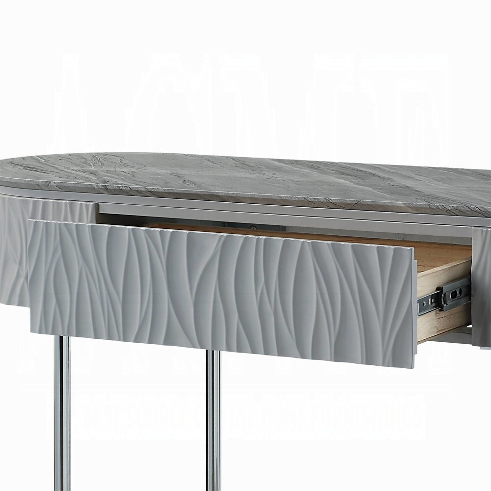 Kairo Grey High Gloss and Chrome Sofa Table with Bottom Shelf