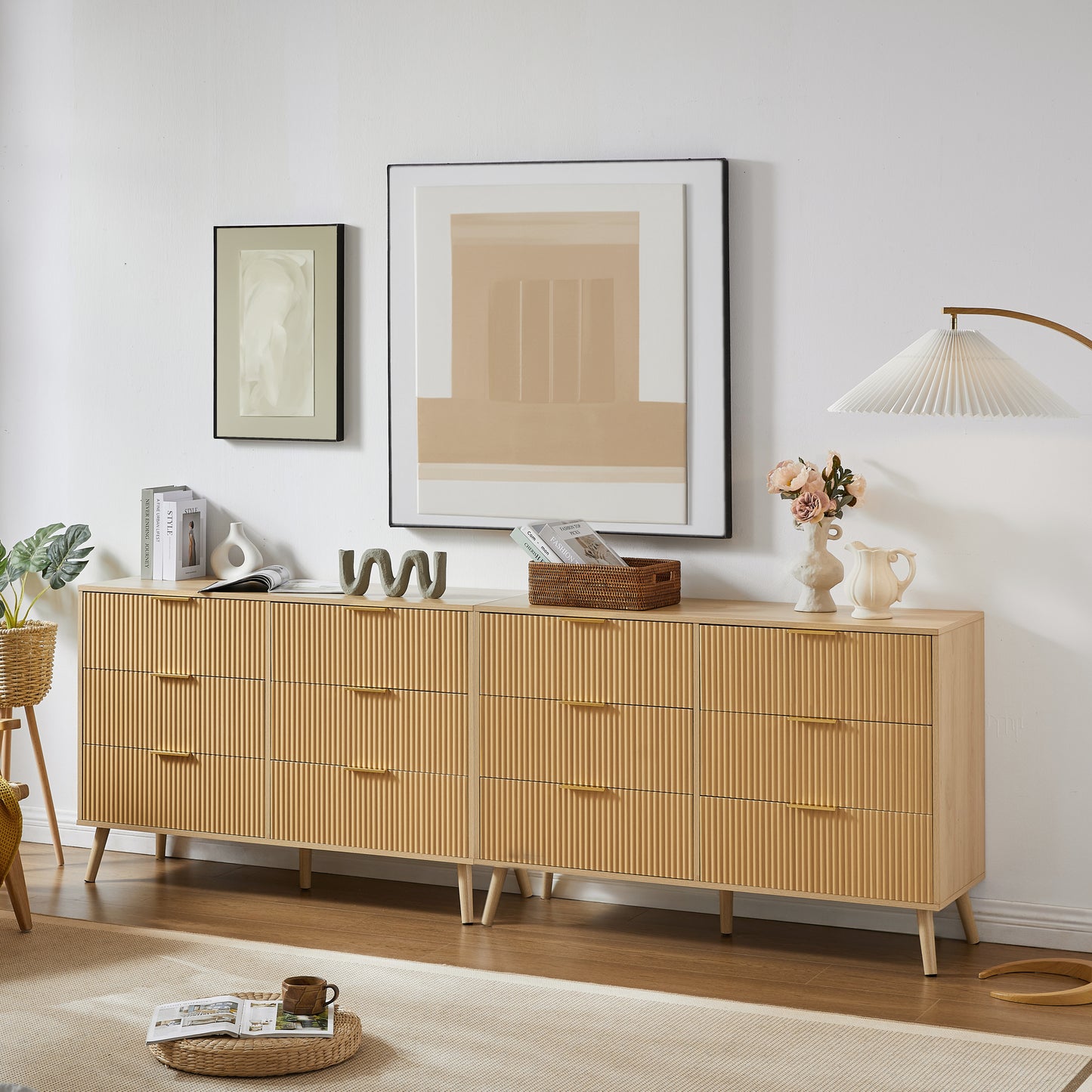 Minder Mid-Century Modern 6-Drawer Dresser in Natural