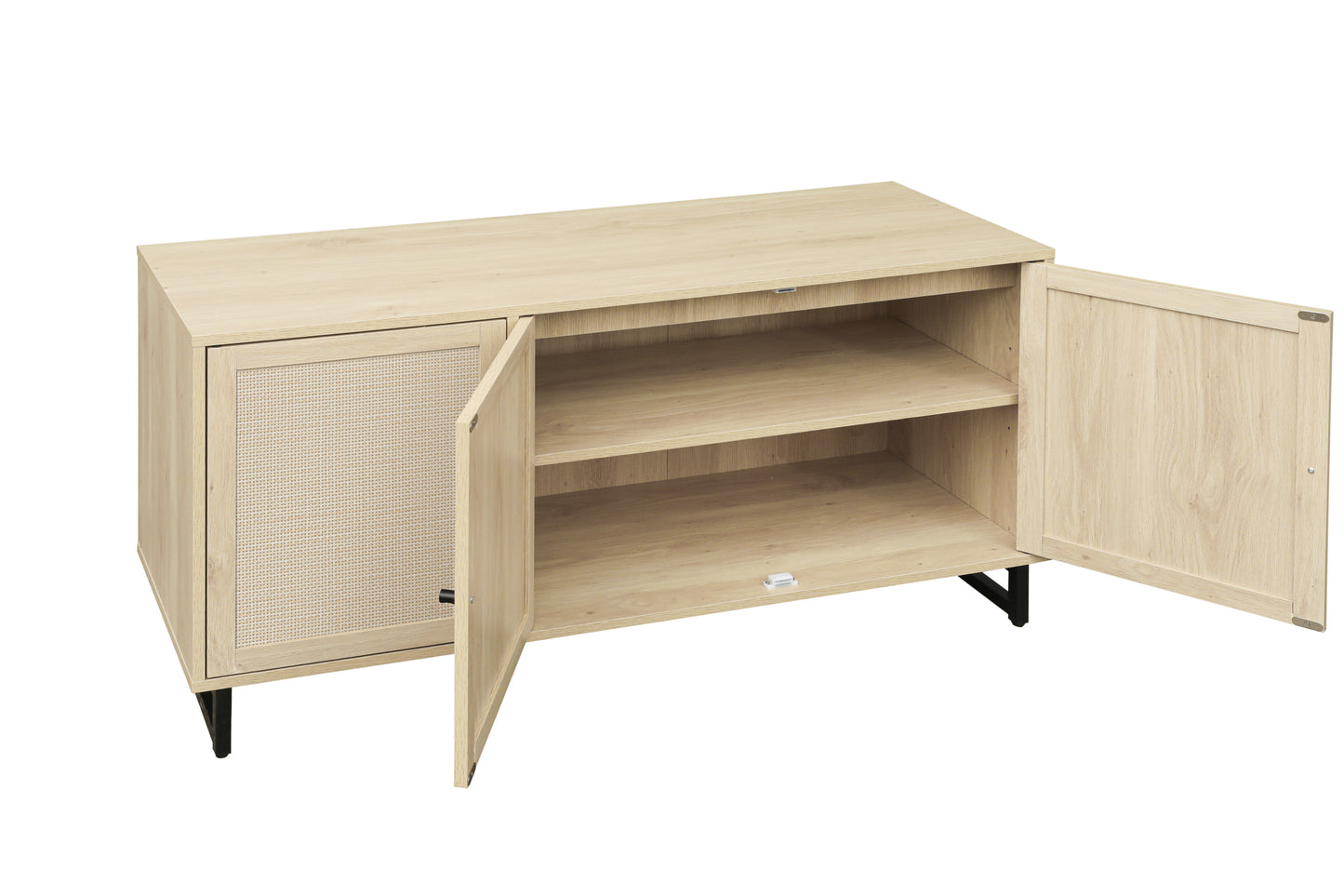 Allen Natural Finish Accent Cabinet with Rattan Fronts