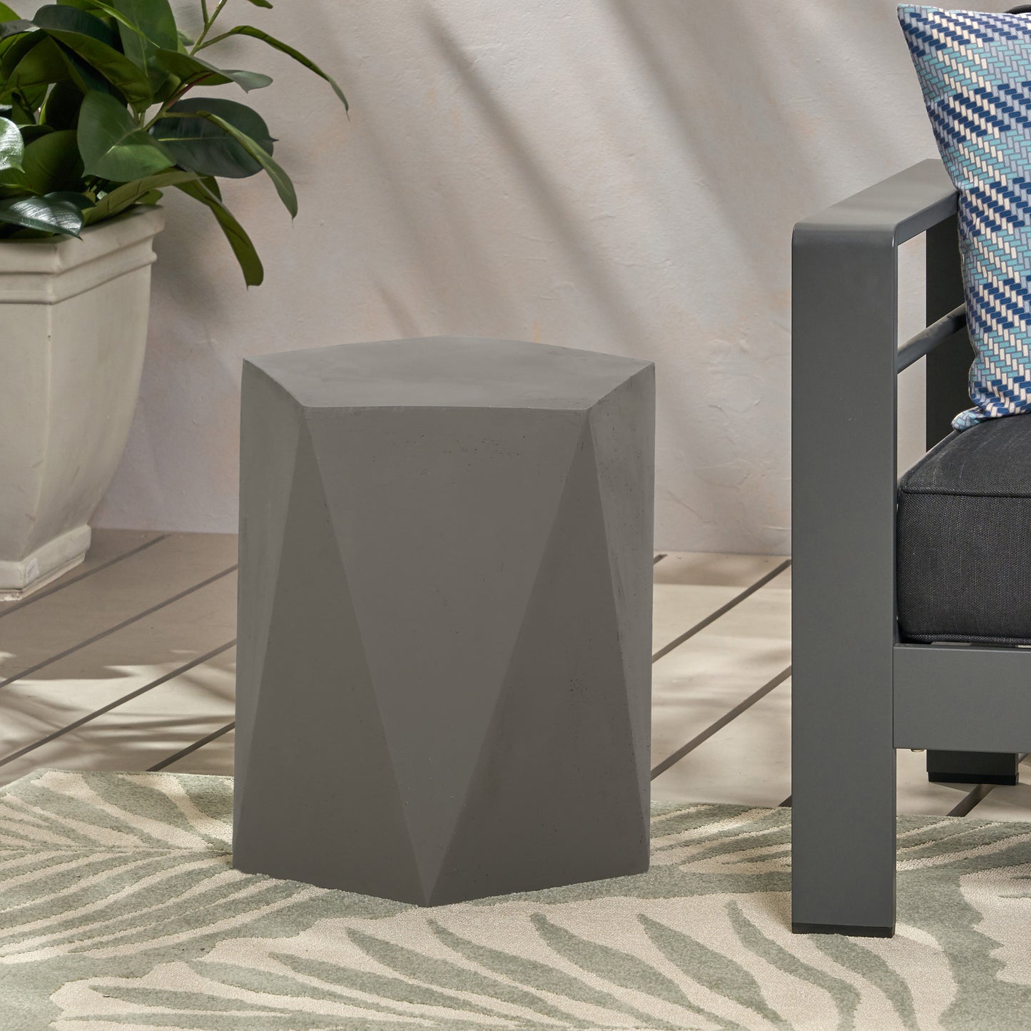 Apollo Modern Concrete Side Table, Gray