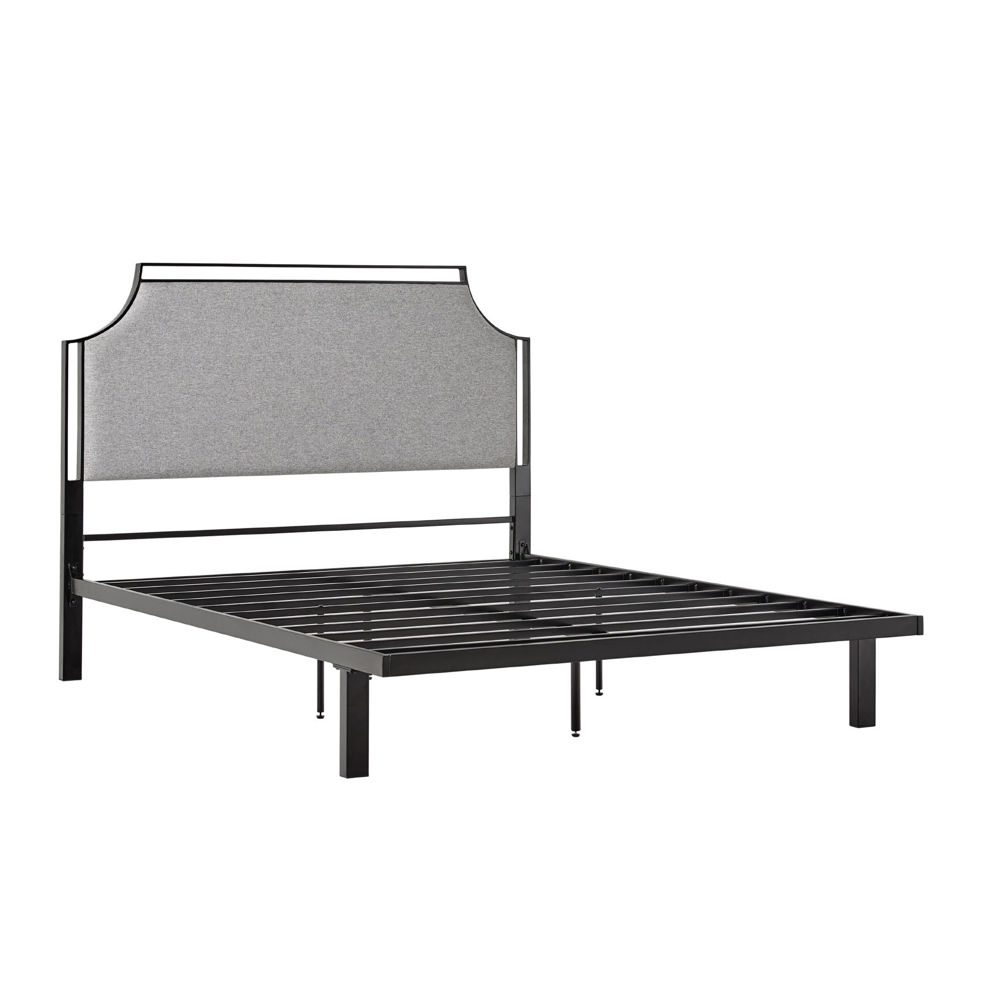 Amara Traditional Upholstered Metal Queen Bedframe – Grey