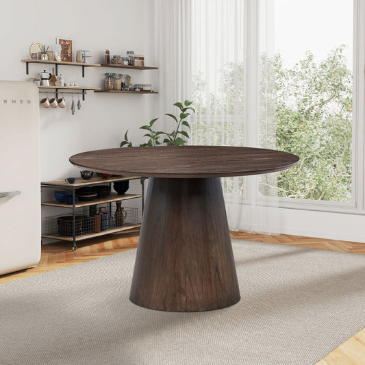 Bernadette 47.24'' Round Mid-Century Modern Dining Table, Brown