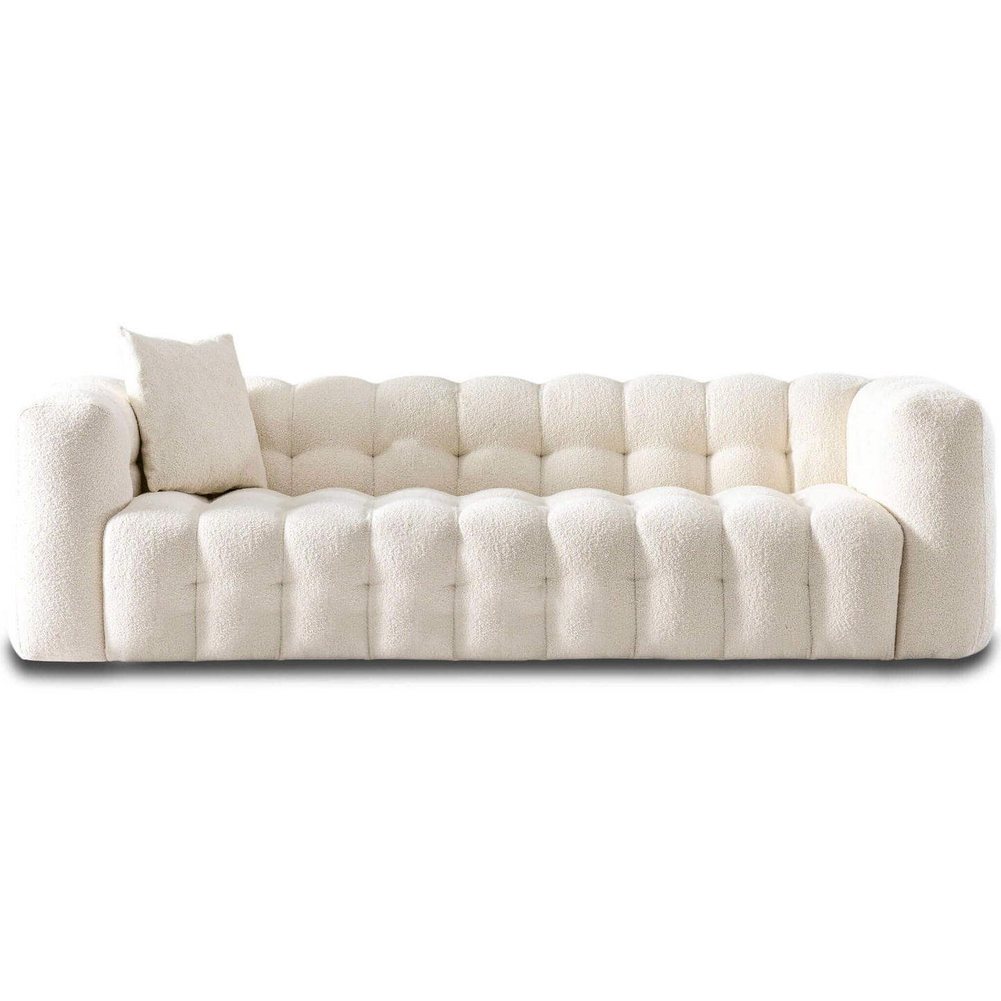 Eden Modern Tufted Chesterfield Boucle Fabric Sofa, Cream