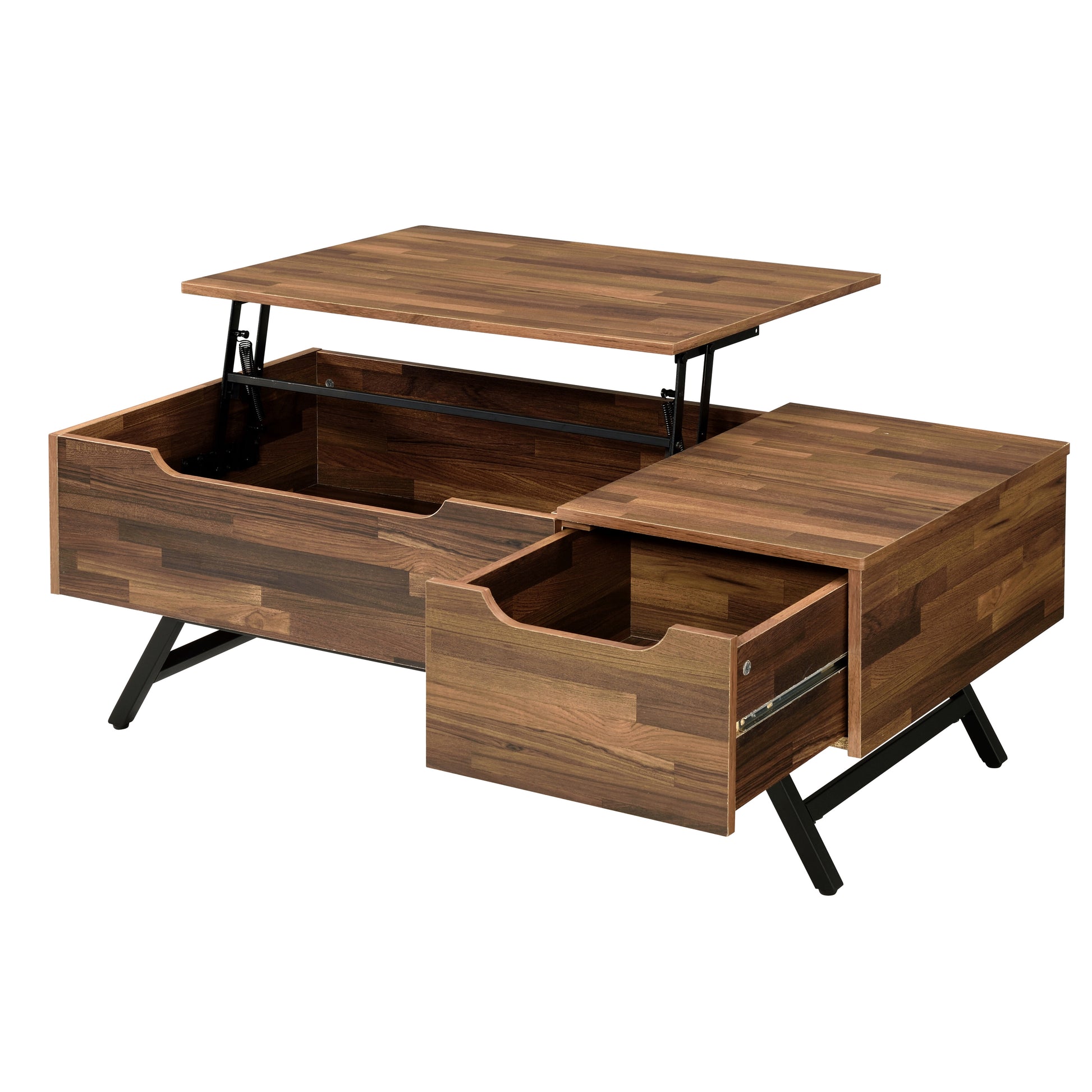 Wally Walnut 1-Drawer Coffee Table with Lift Top