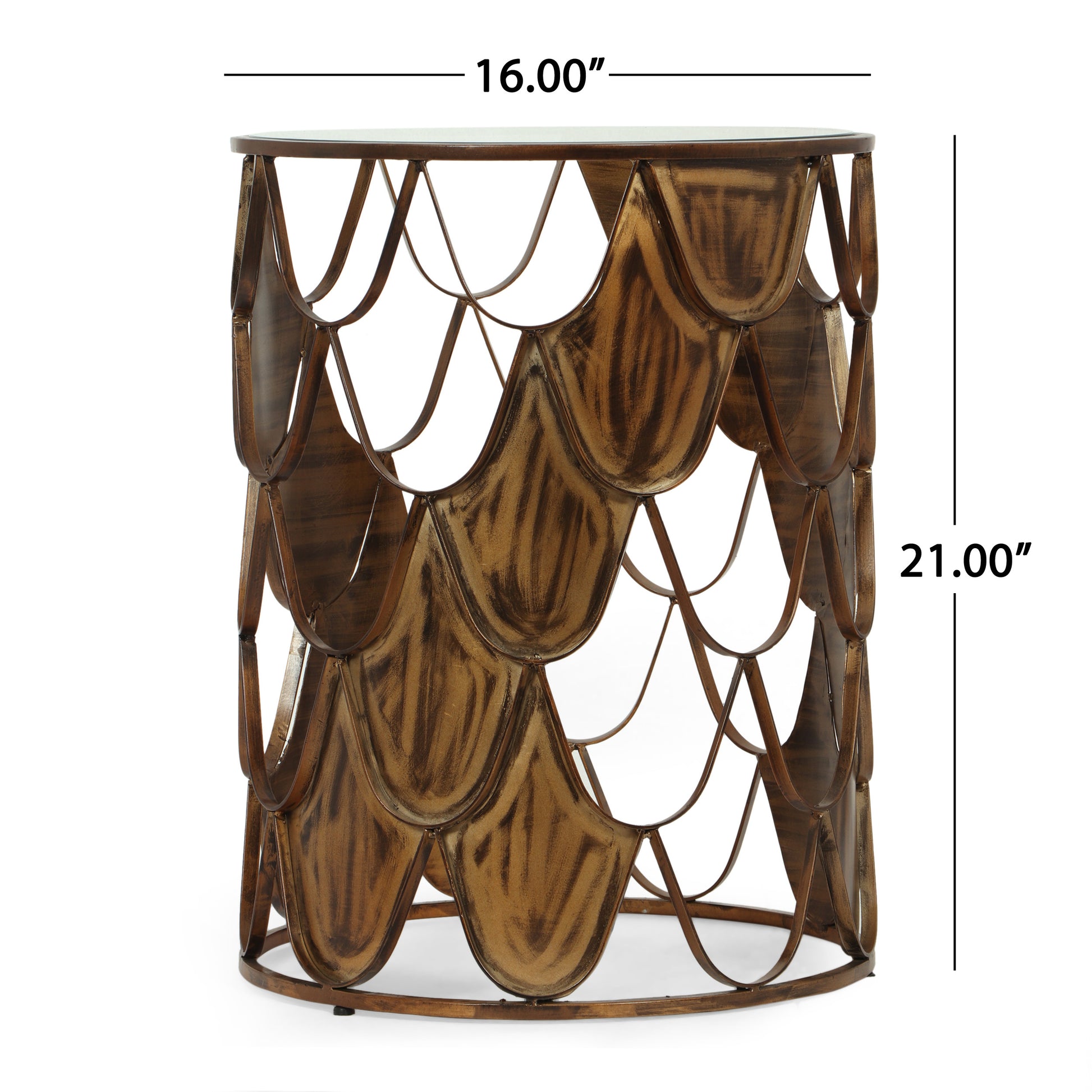 Pino Industrial Glam Side Table, Brown