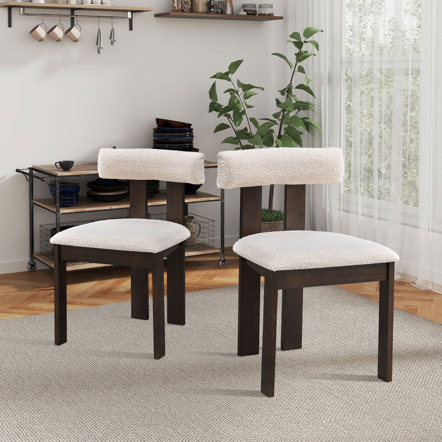 Bernadette 5-Piece Mid-Century Modern Dining Set, Dark Brown