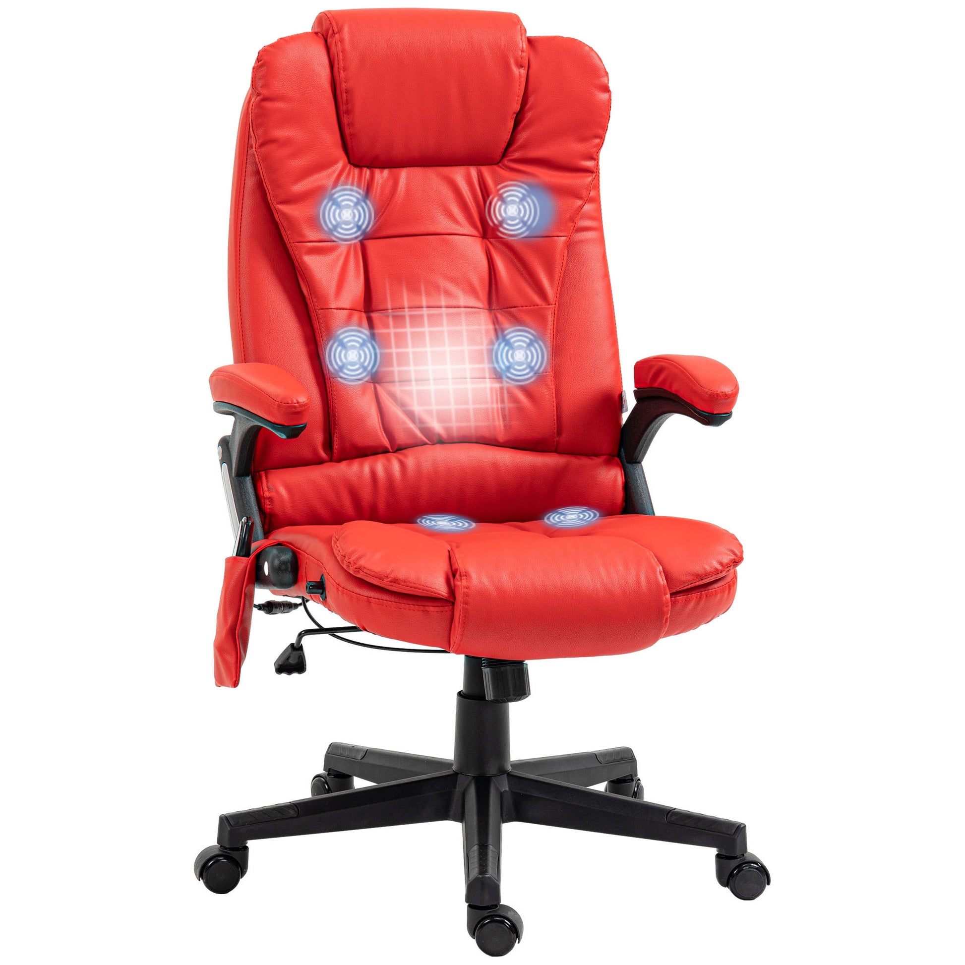 Parisa High Back PU Leather Executive Office Chair with Head & Massage, Red