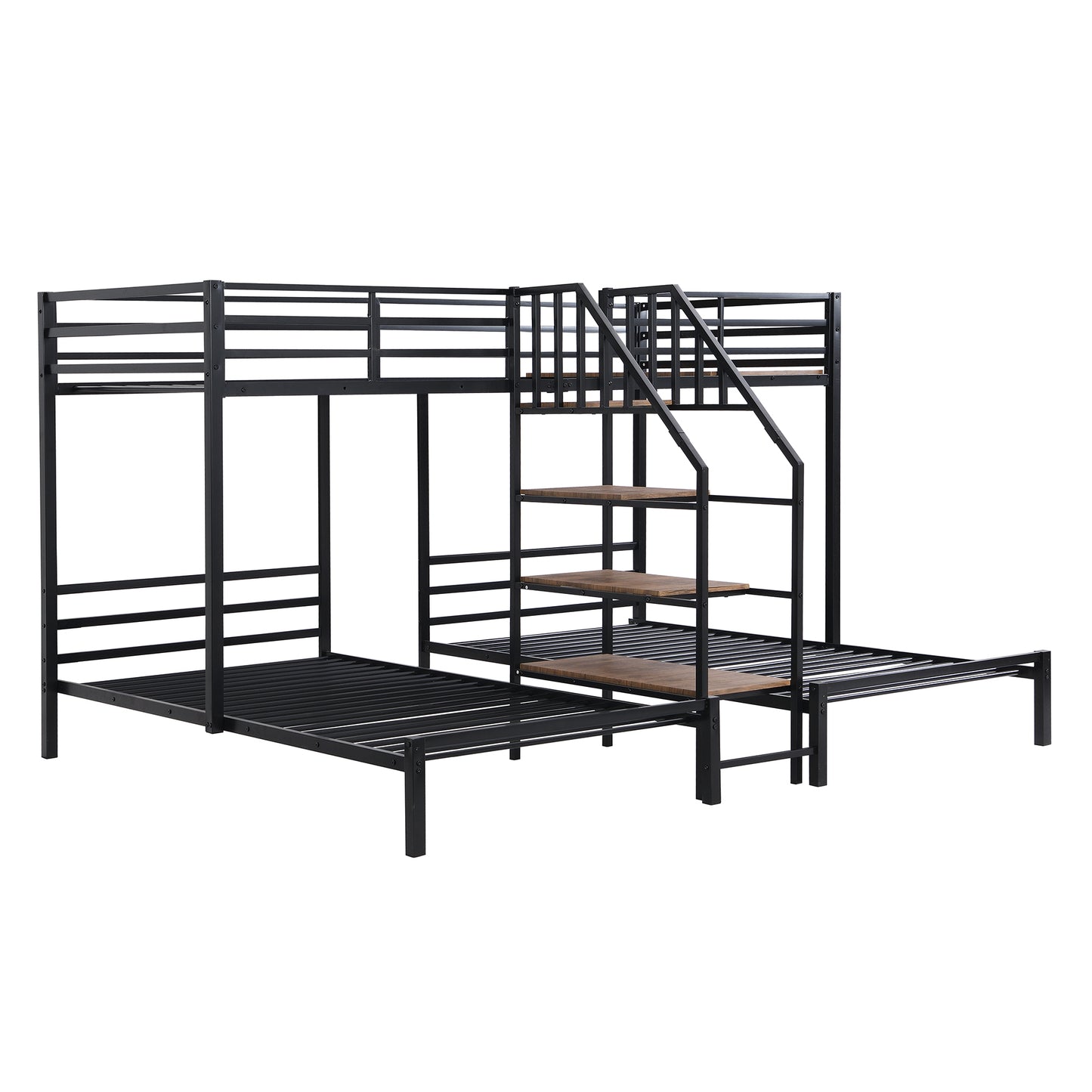 Adams Triple Metal Twin Bunk Bed, Black