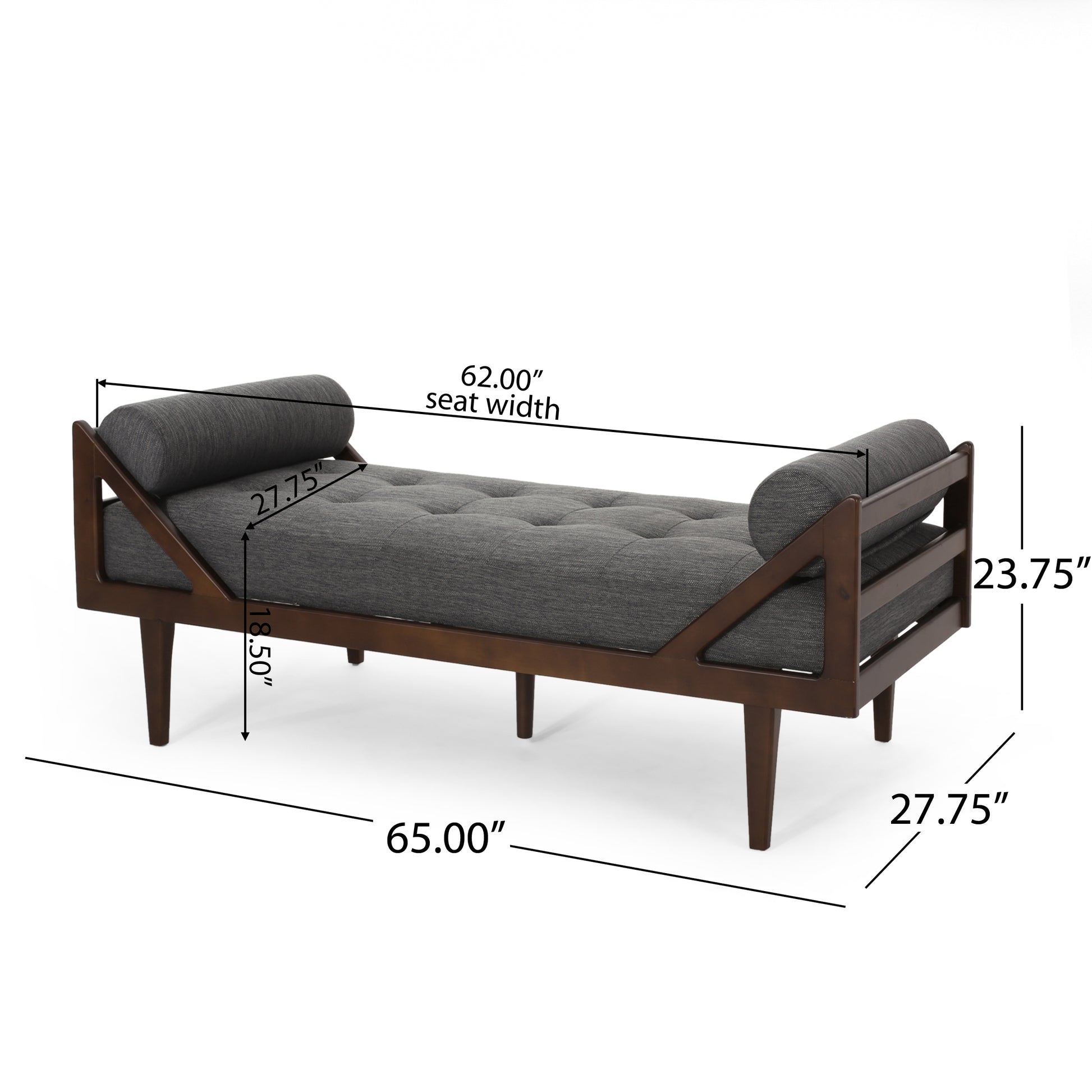 Alara Mid-Century Modern Chaise Lounge, Gray & Brown