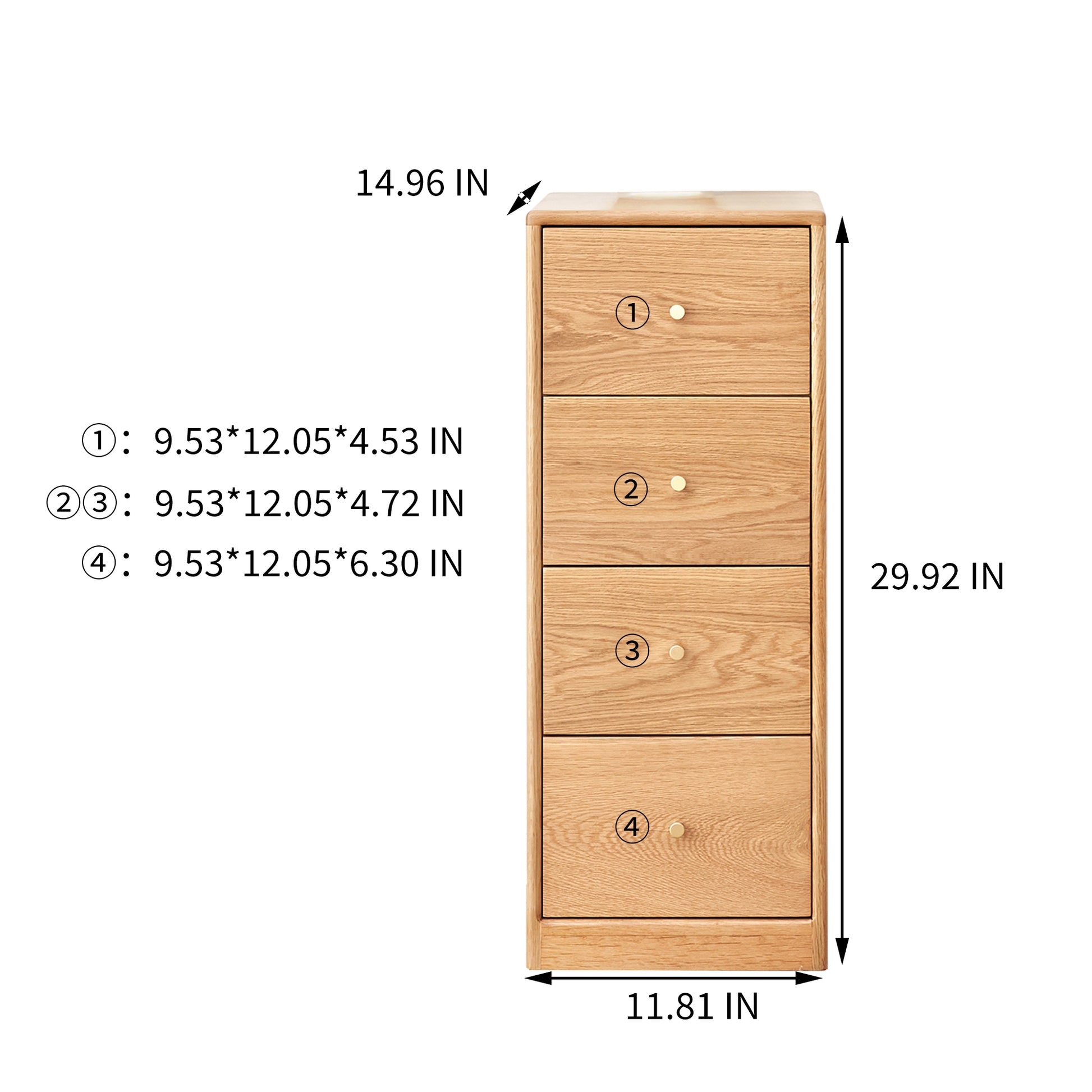 Parker 4-Drawer Solid Oak Chest