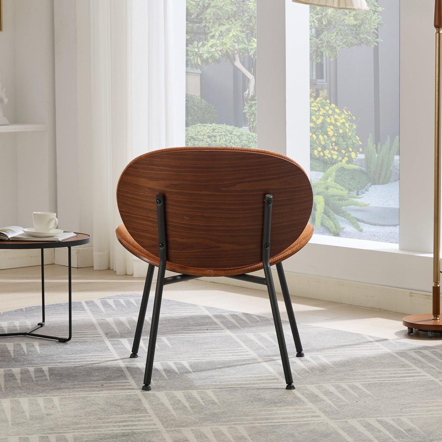 Weston Mid-Century Modern Shell Chair Side Chair, Orange & Walnut