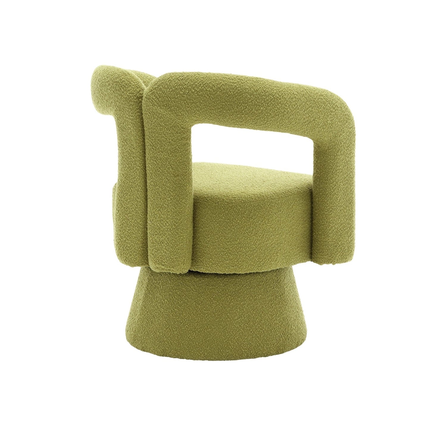 Coolmore Versatile Comfort Olive Green Boucle 360° Swivel Cuddle Barrel Accent Chair