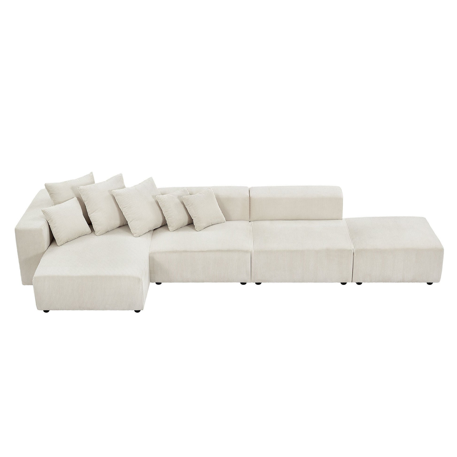 Garrick Modern Corduroy Upholstered 4-Piece Modular Sectional, Beige