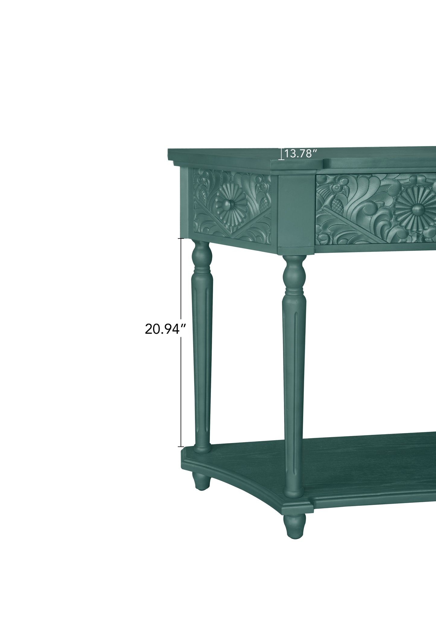 Leslie Traditional Console Table with Carved Detail, Green