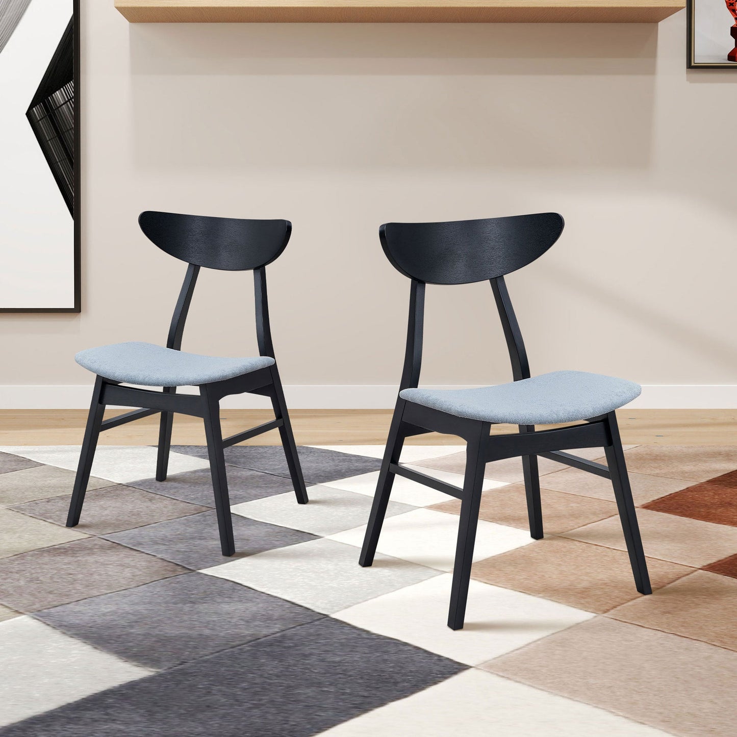 Ashby Mid-Century Modern Side Chairs Set of 2 Black