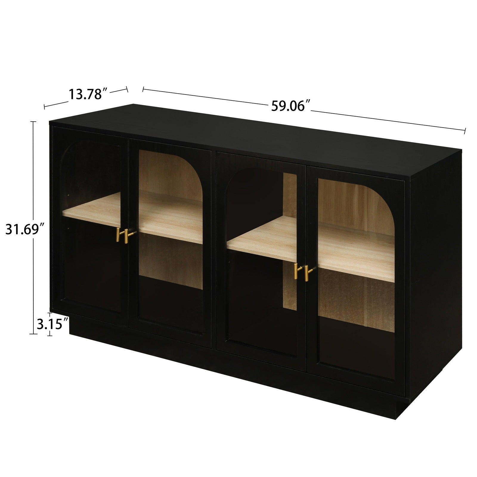 Zane Modern Accent Cabinet in Black with Acrylic Door