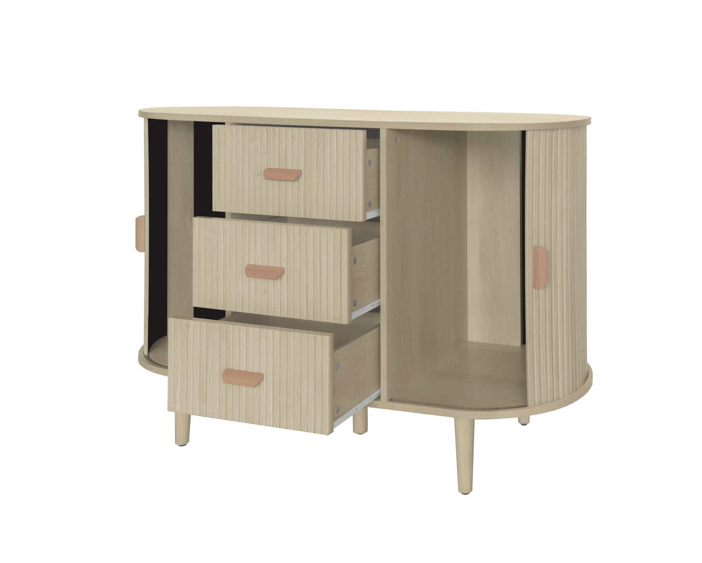 Braxton II Modern 3-drawer, 2-door Sideboard Cabinet, Natural