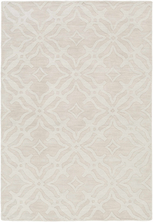 Fyffe Embossed Beige Wool Area Rug