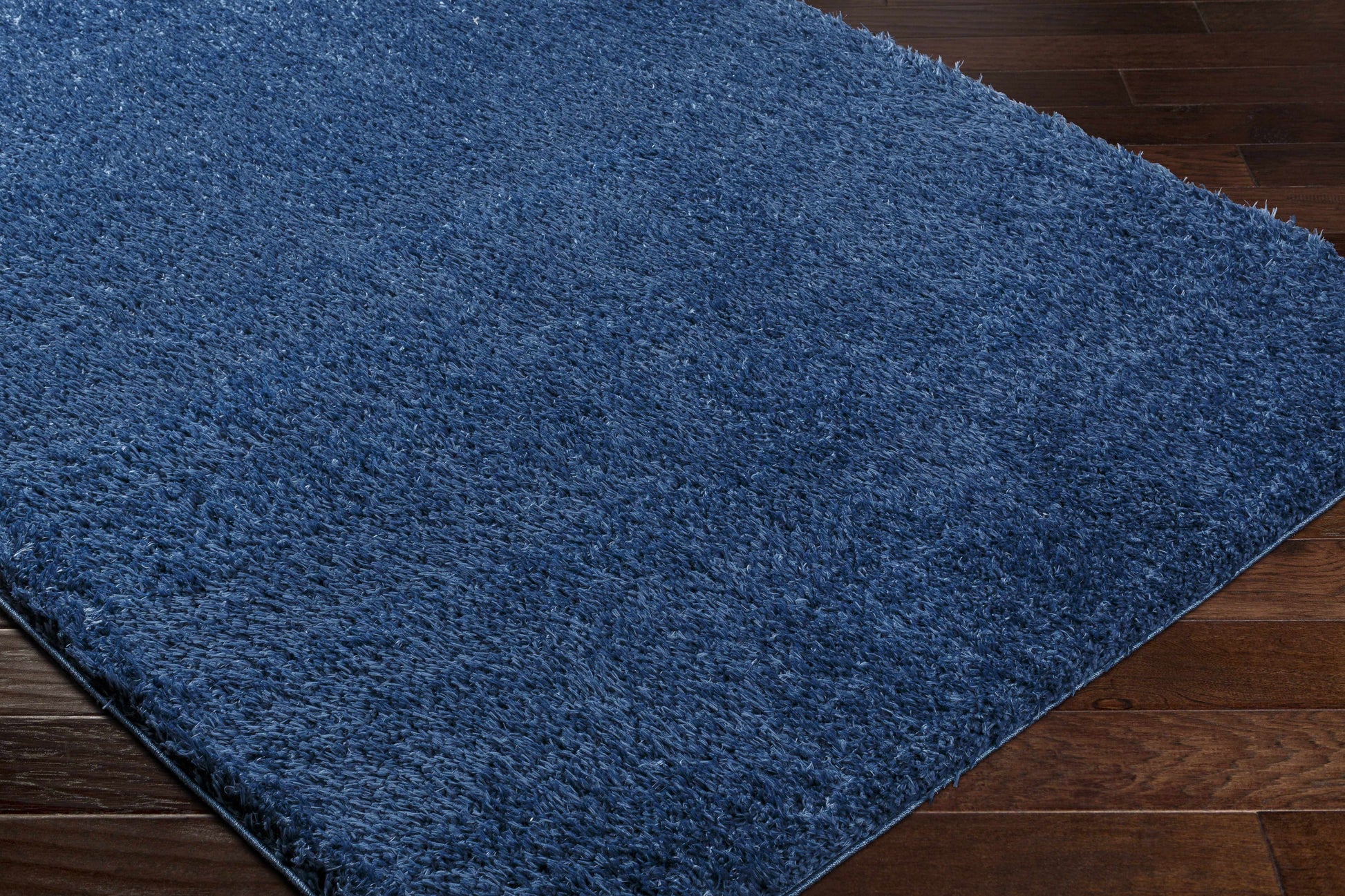 Faina Solid Dark Blue Shag Rug Washable