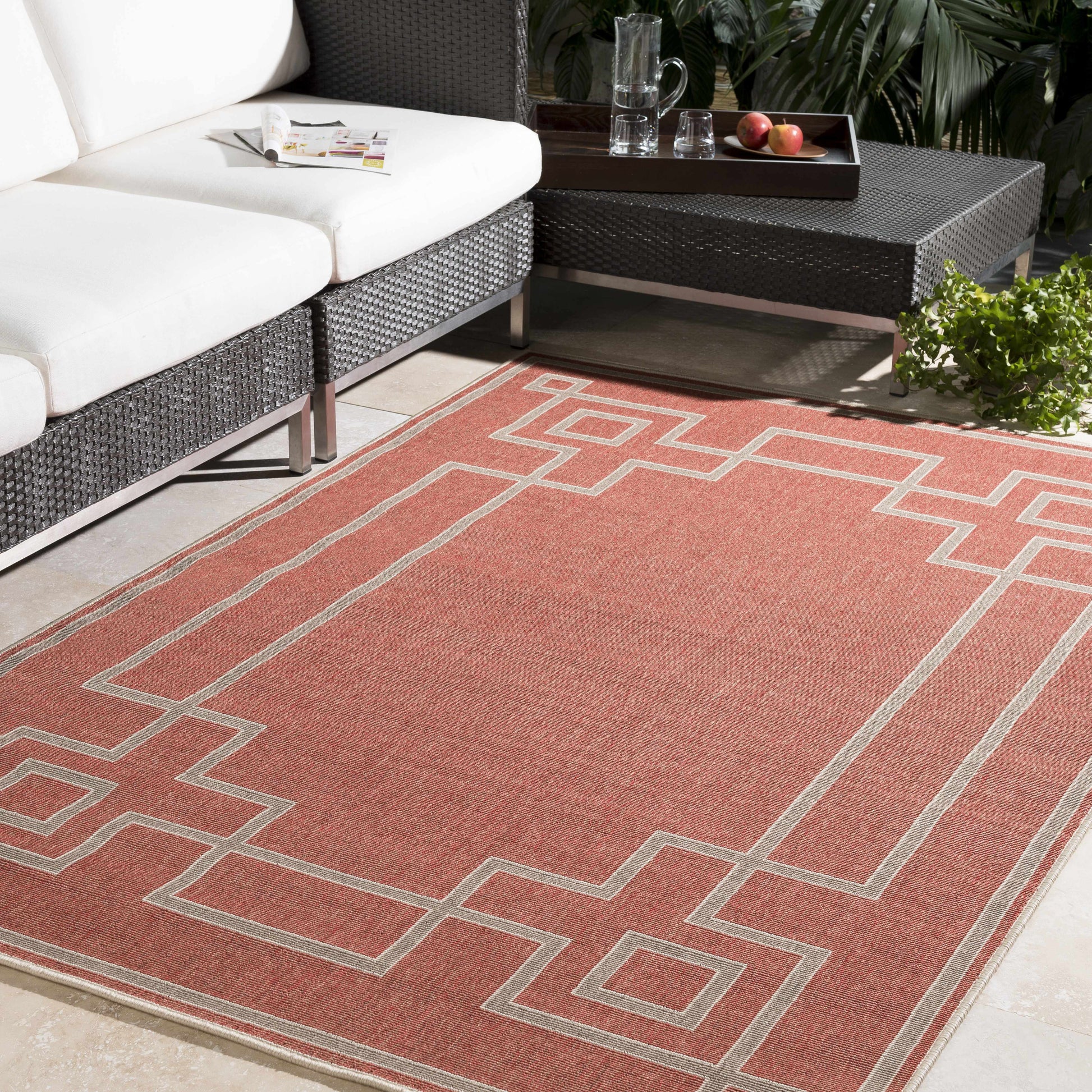 Harborgreek Brick Red Outdoor Rug