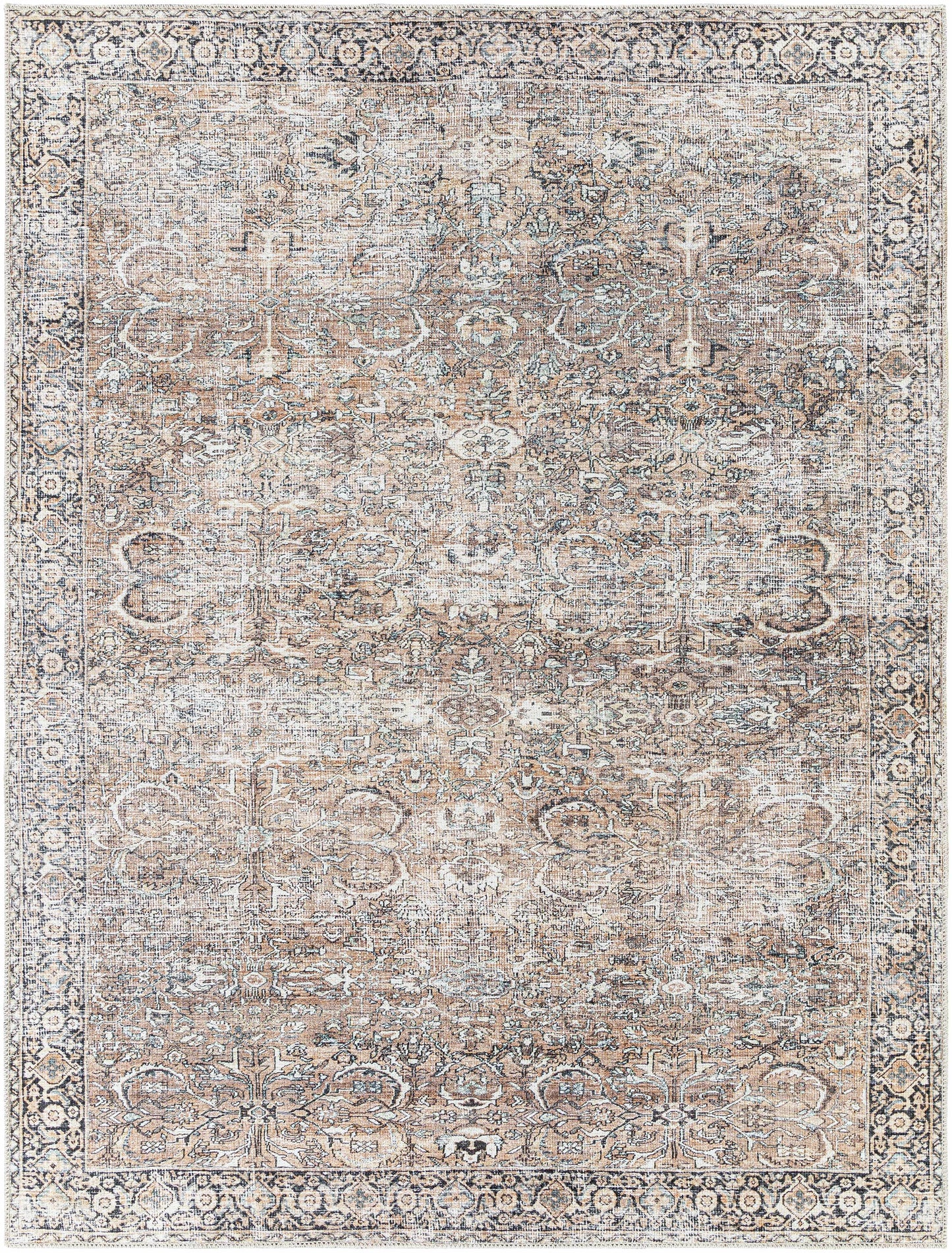 Tan Jill Vintage Washable Area Rug - Clearance