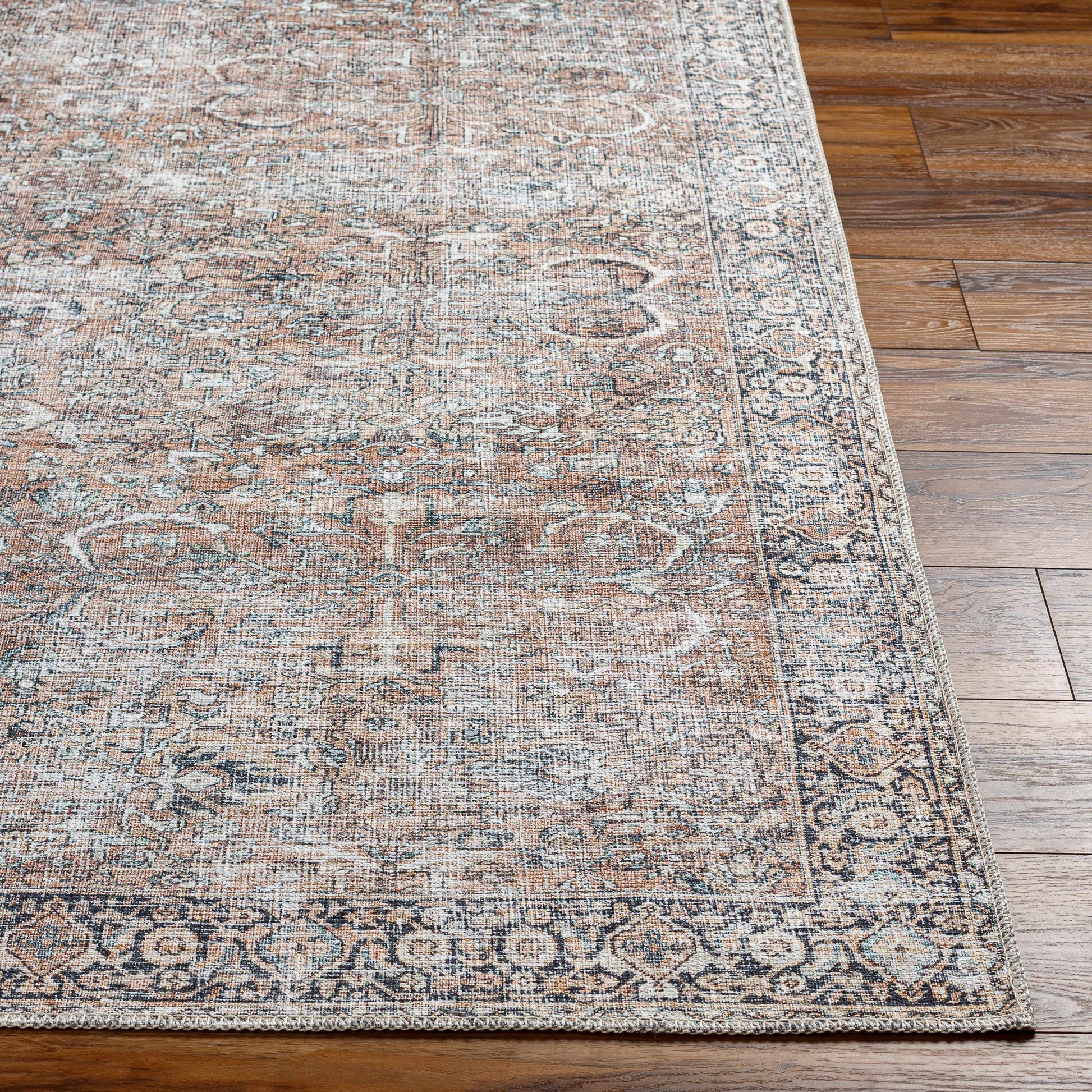 Tan Jill Vintage Washable Area Rug - Clearance